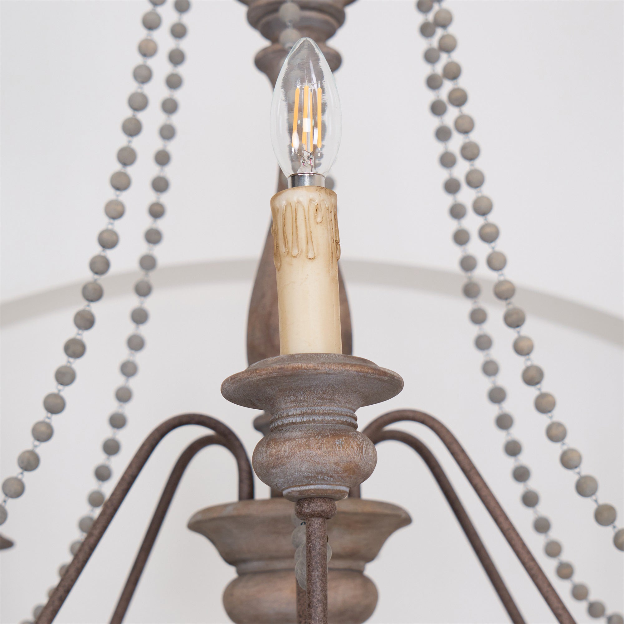 Rive Style Postmodern Luxury Beaded Wooden Metal Chandelier - Lamp Copper