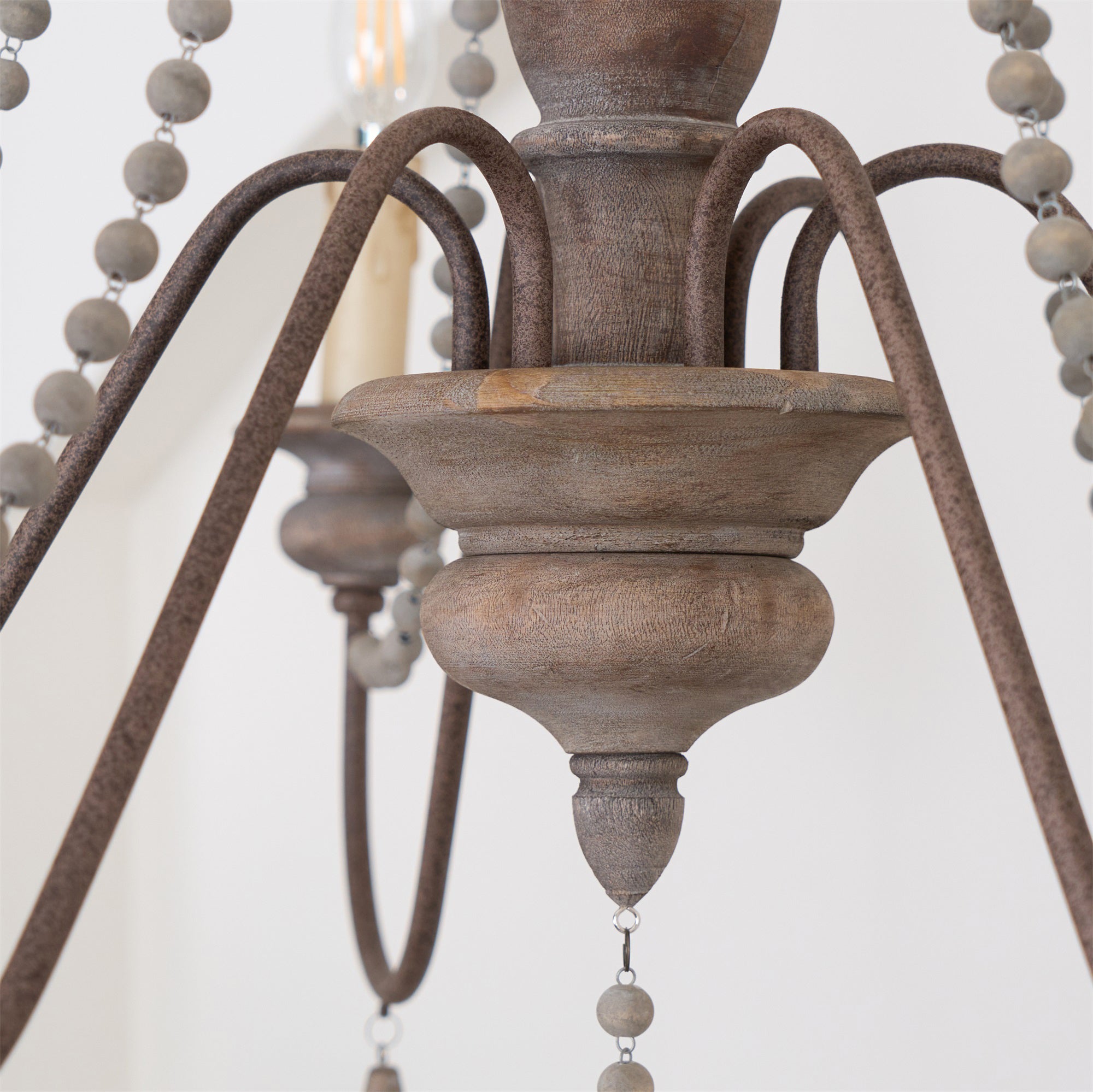 Rive Style Postmodern Luxury Beaded Wooden Metal Chandelier - Lamp Copper