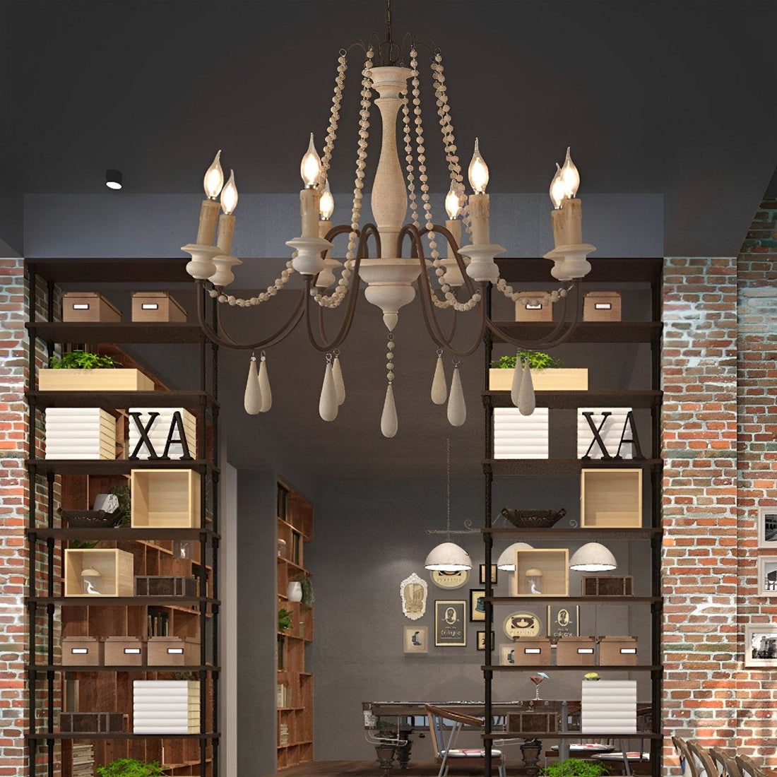 Rive Style Postmodern Luxury Beaded Wooden Metal Chandelier - Lamp Copper