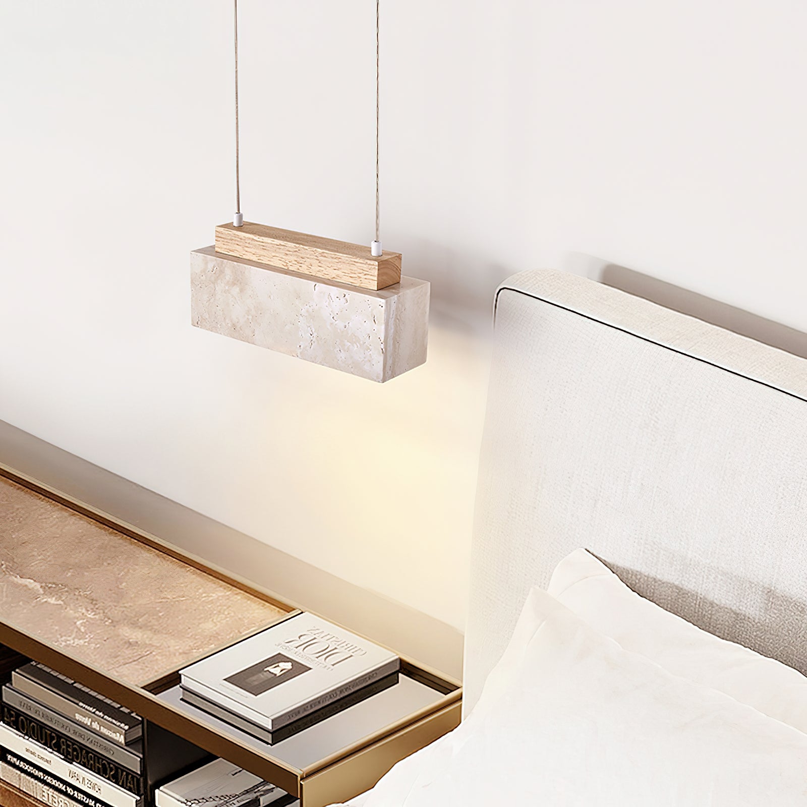 Ciraeila Rectangular Travertine Pendant Light - Neutralighting