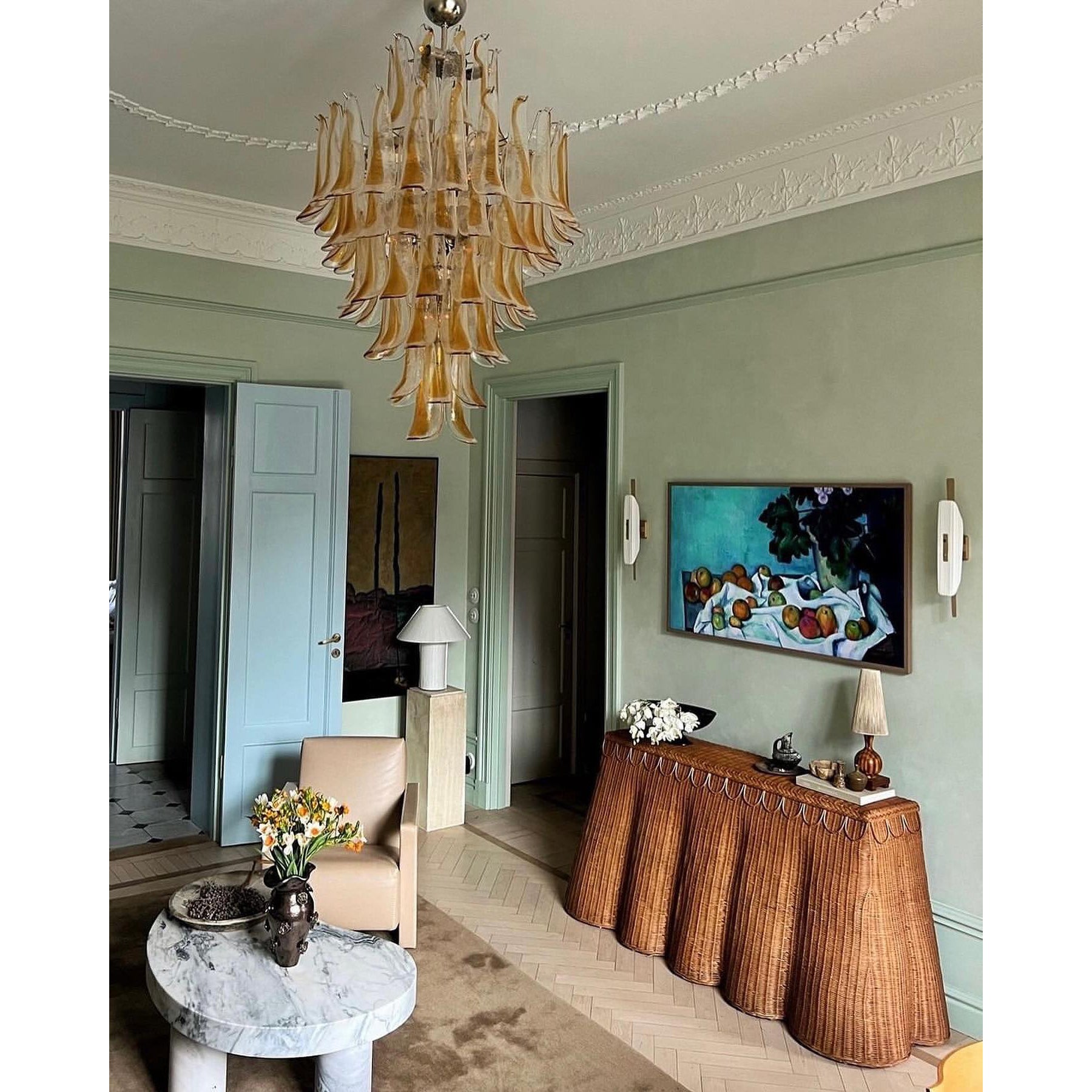 Zinc Postmodern Luxury Petal Glass Metal Chandelier - Lamp Copper