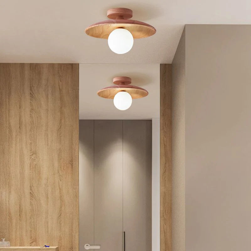 Arisha Naturale Plafoniera Legno/Vetro Cucina
