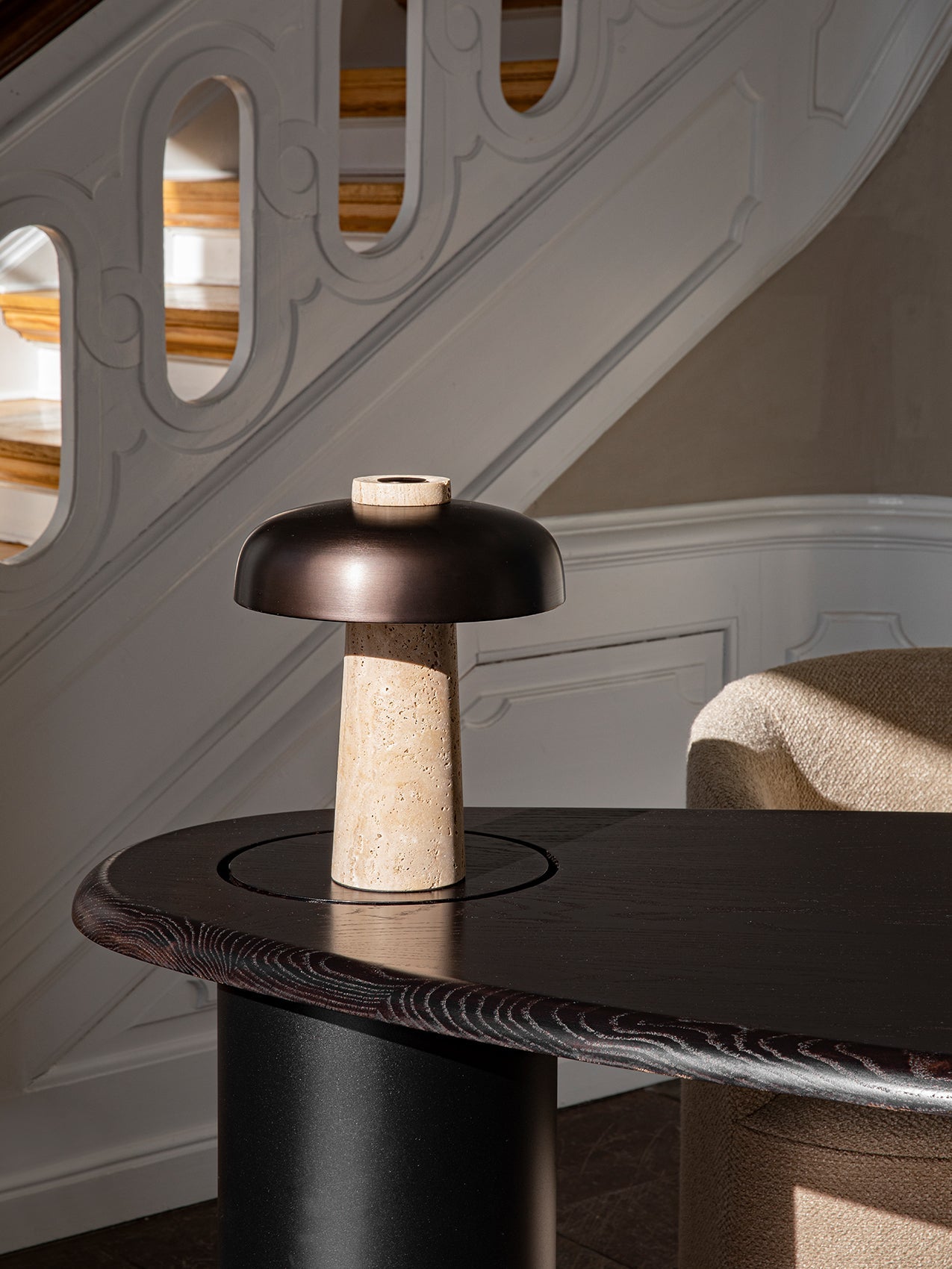 Carla Travertine Table Lamp - Lamp Copper