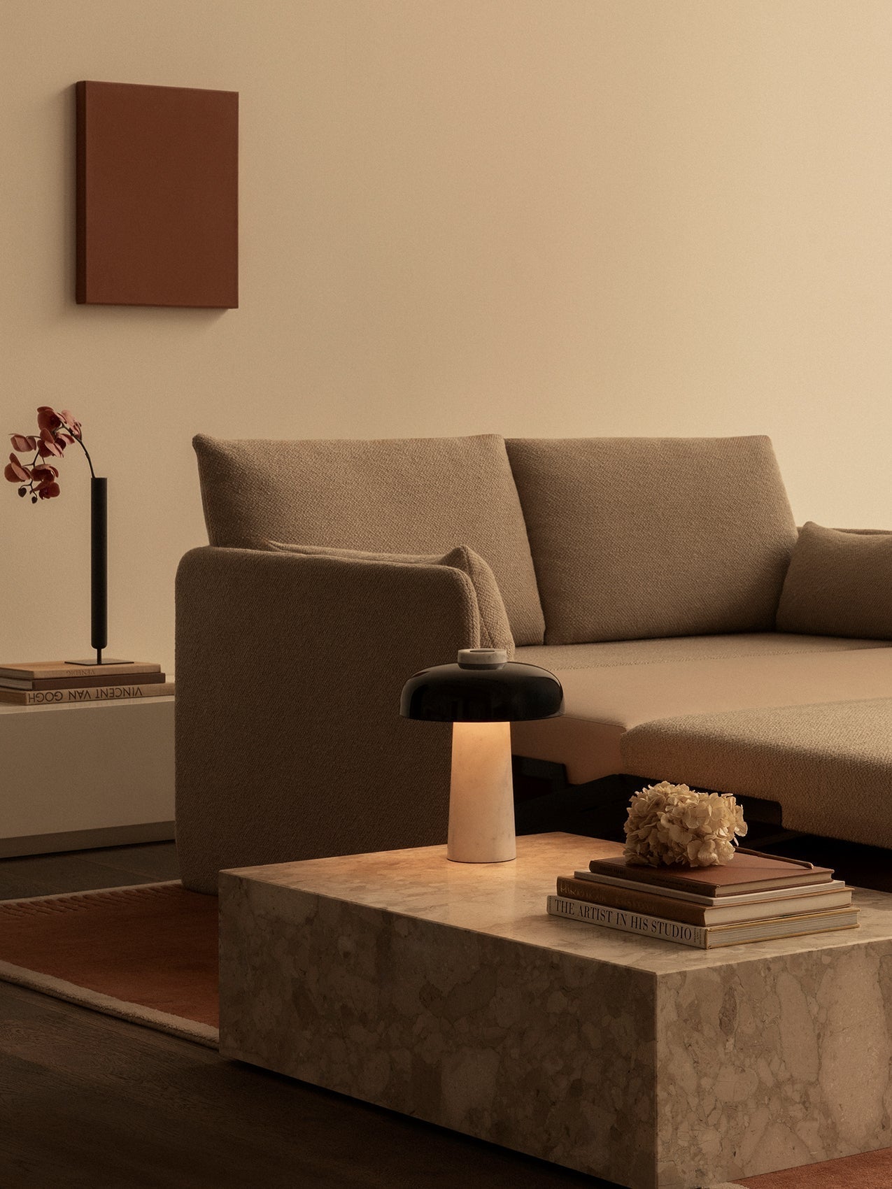 Carla Travertine Table Lamp - Lamp Copper