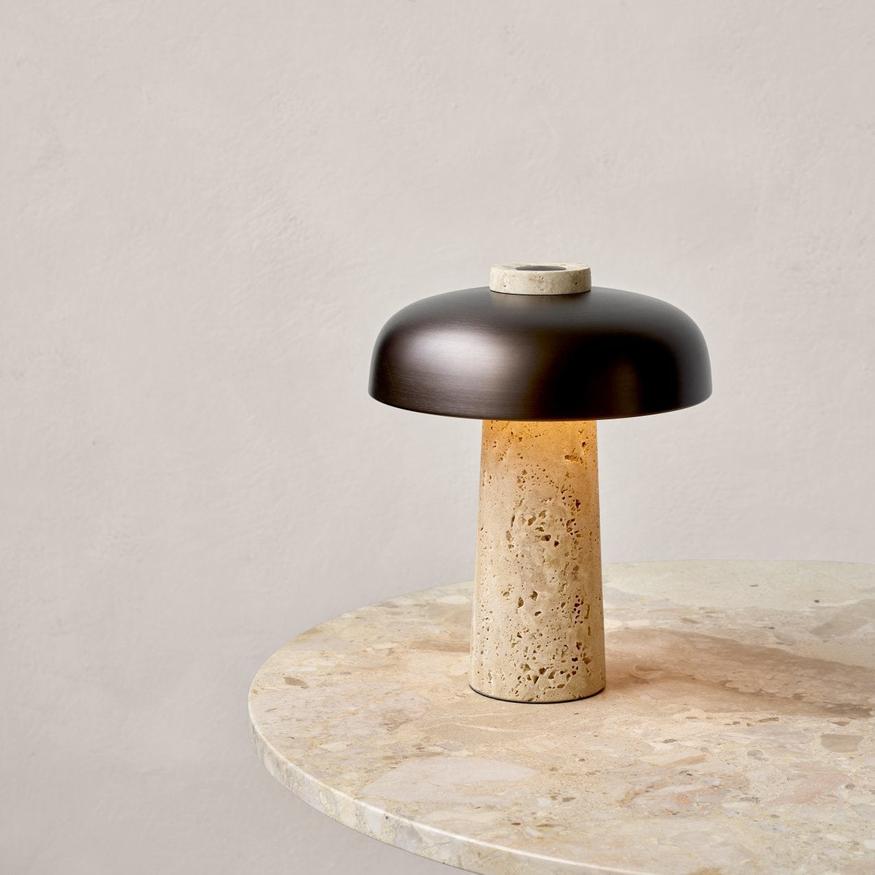 Carla Travertine Table Lamp - Lamp Copper