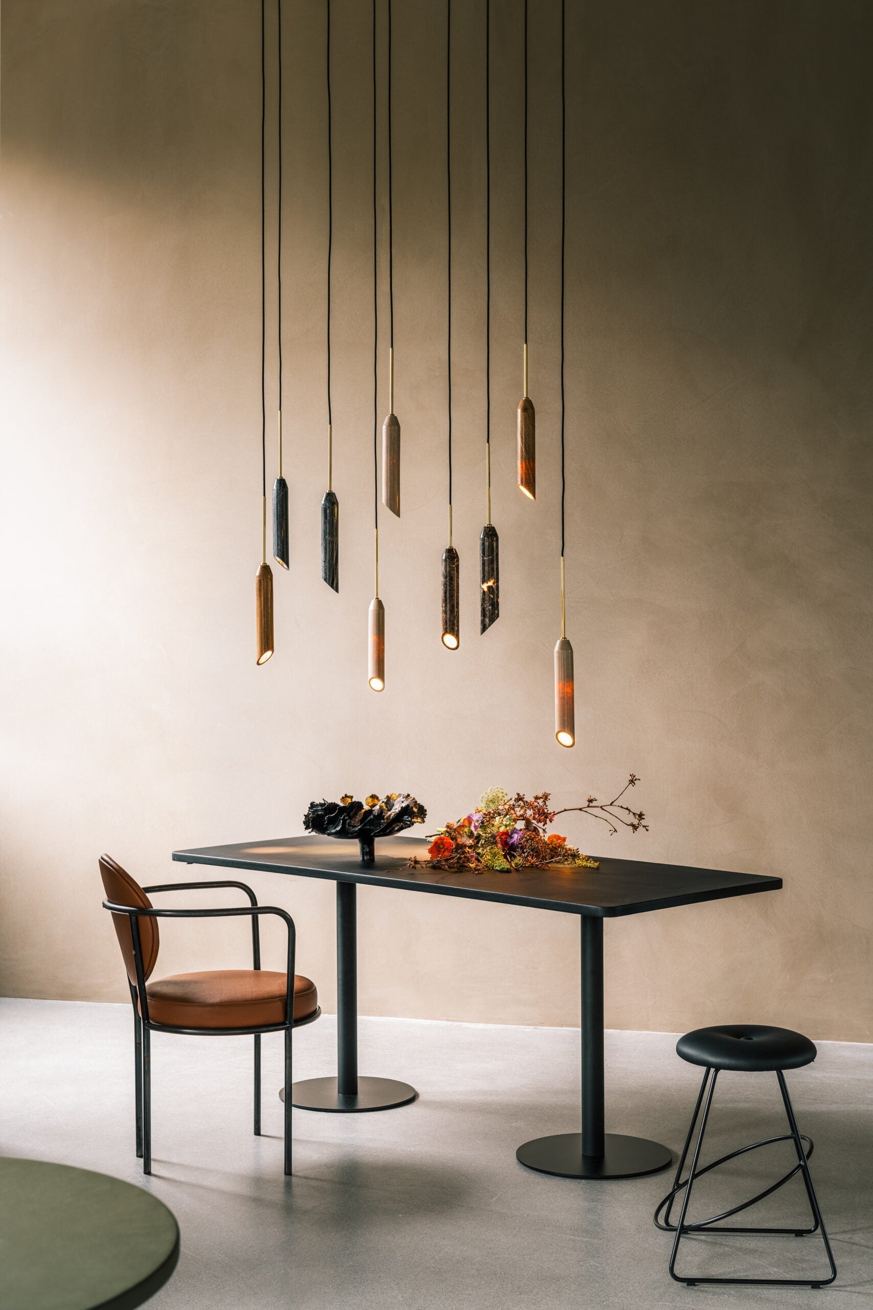 Arise Modern Minimalist Marble Travertine Pendant Lamp - Lamp Copper