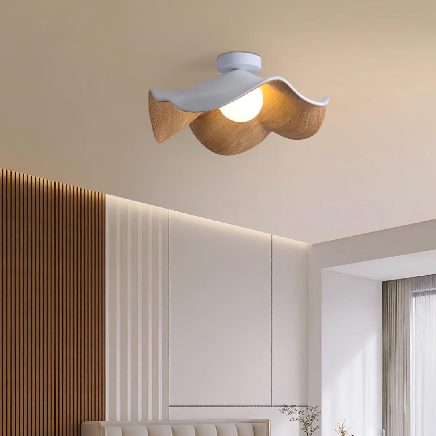Muto Lampada da Soffitto in Legno Nero e Bianco