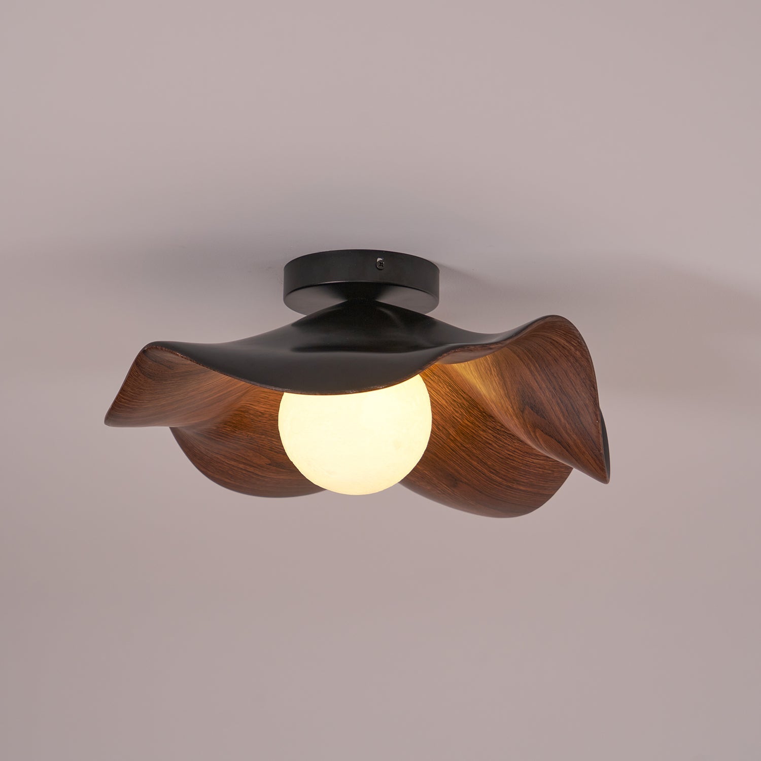 Muto Lampada da Soffitto in Legno Nero e Bianco