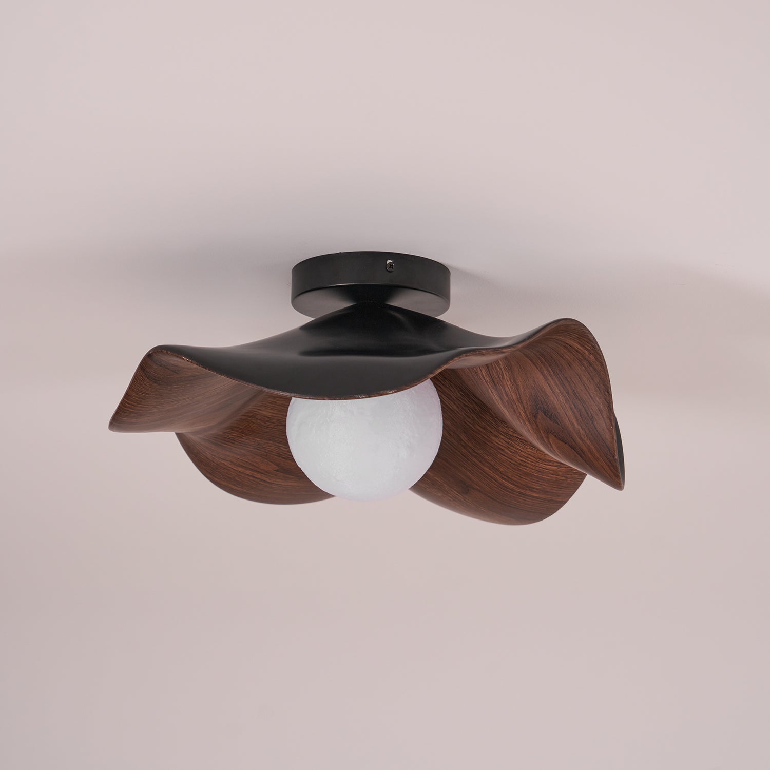 Muto Lampada da Soffitto in Legno Nero e Bianco