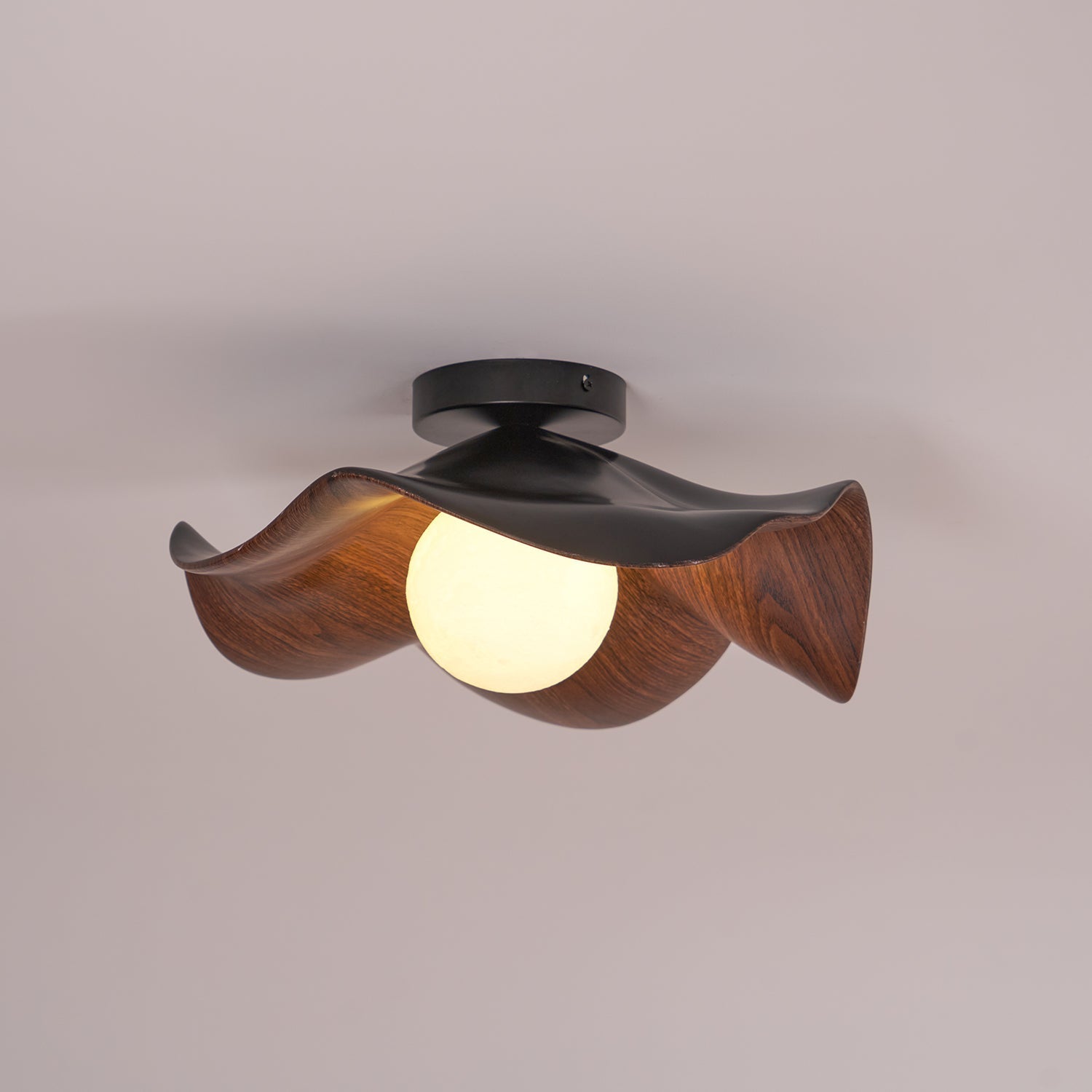 Muto Lampada da Soffitto in Legno Nero e Bianco