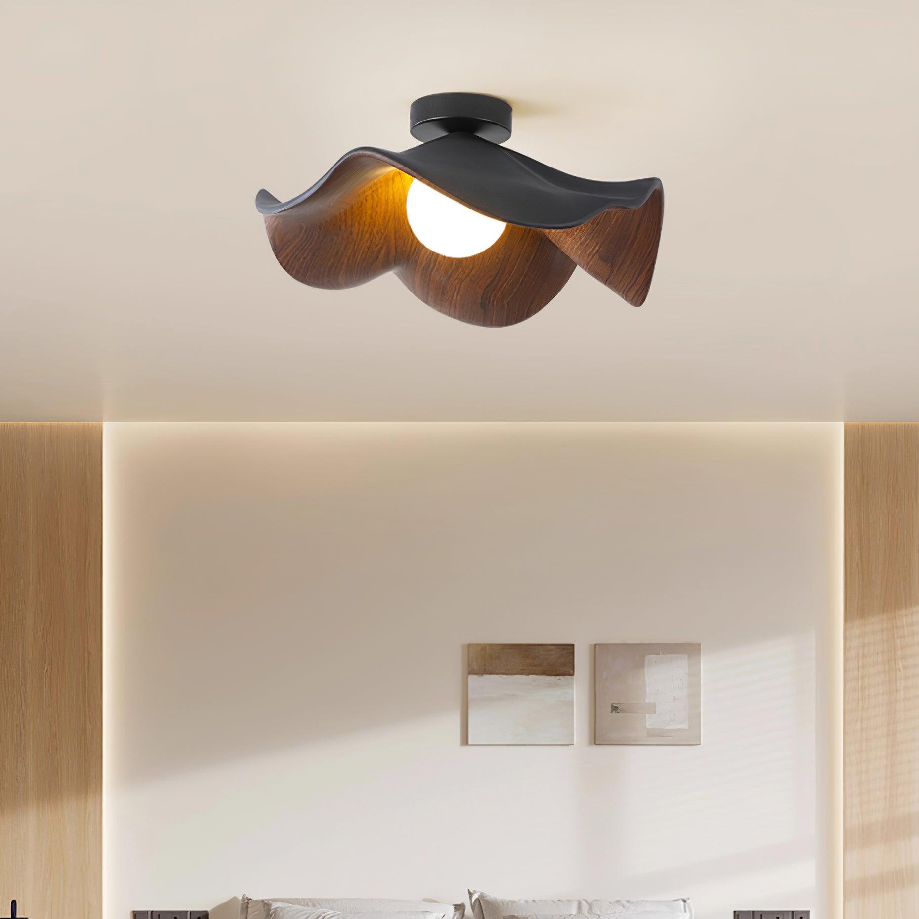 Muto Lampada da Soffitto in Legno Nero e Bianco
