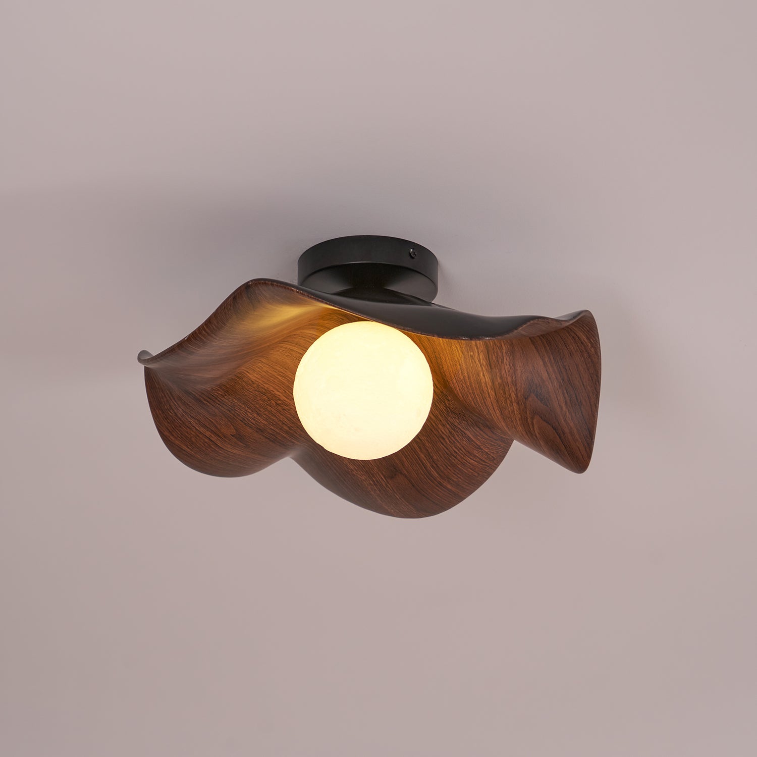 Muto Lampada da Soffitto in Legno Nero e Bianco