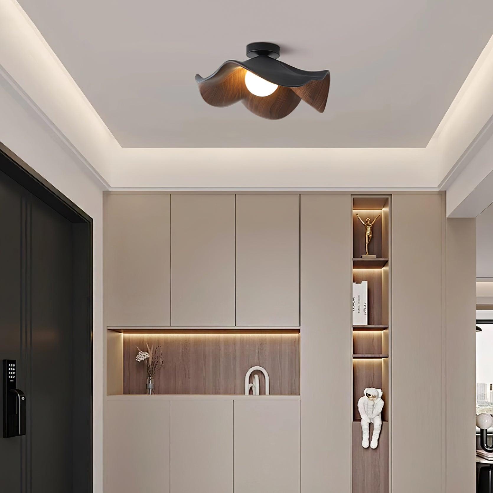 Muto Lampada da Soffitto in Legno Nero e Bianco