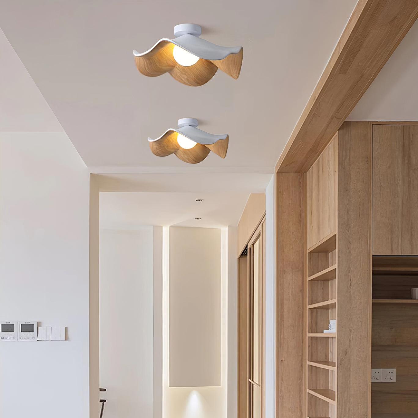 Muto Lampada da Soffitto in Legno Nero e Bianco