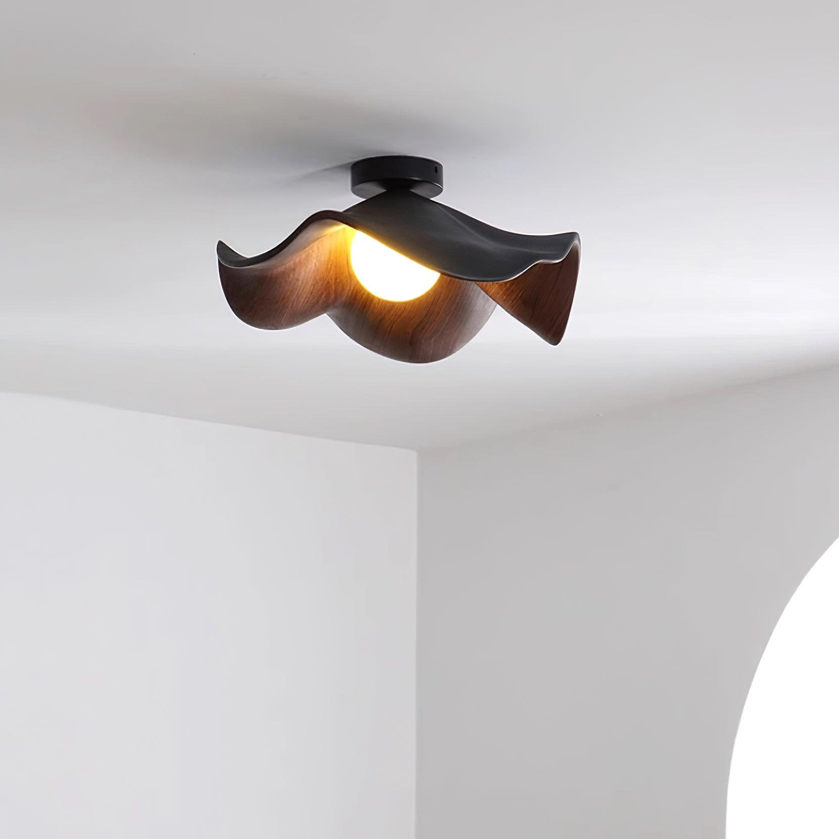 Muto Lampada da Soffitto in Legno Nero e Bianco
