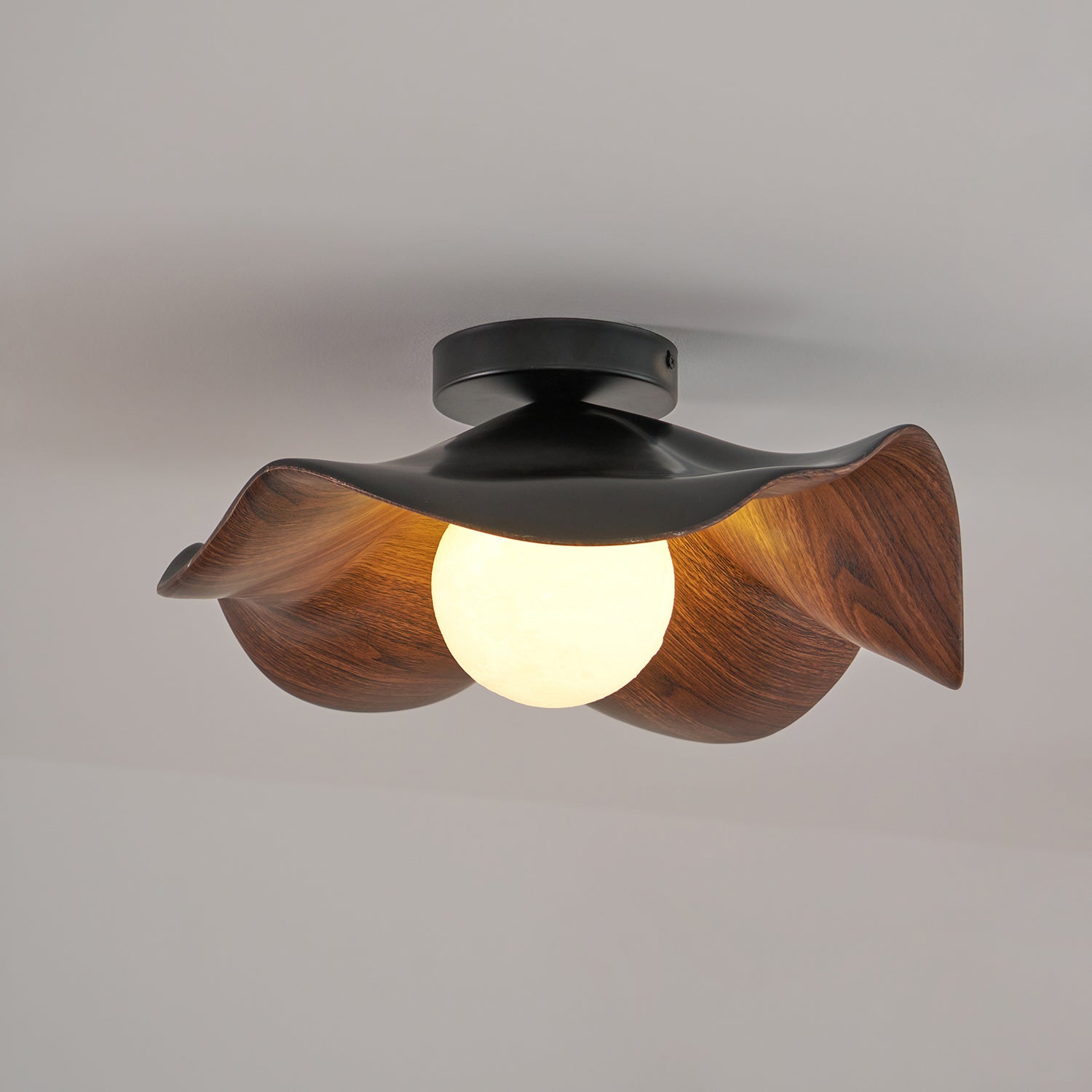 Muto Lampada da Soffitto in Legno Nero e Bianco