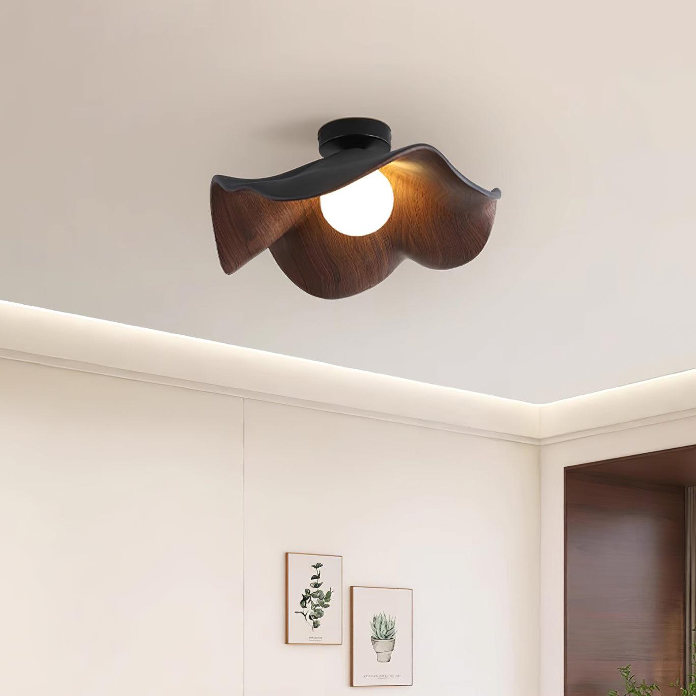 Muto Lampada da Soffitto in Legno Nero e Bianco