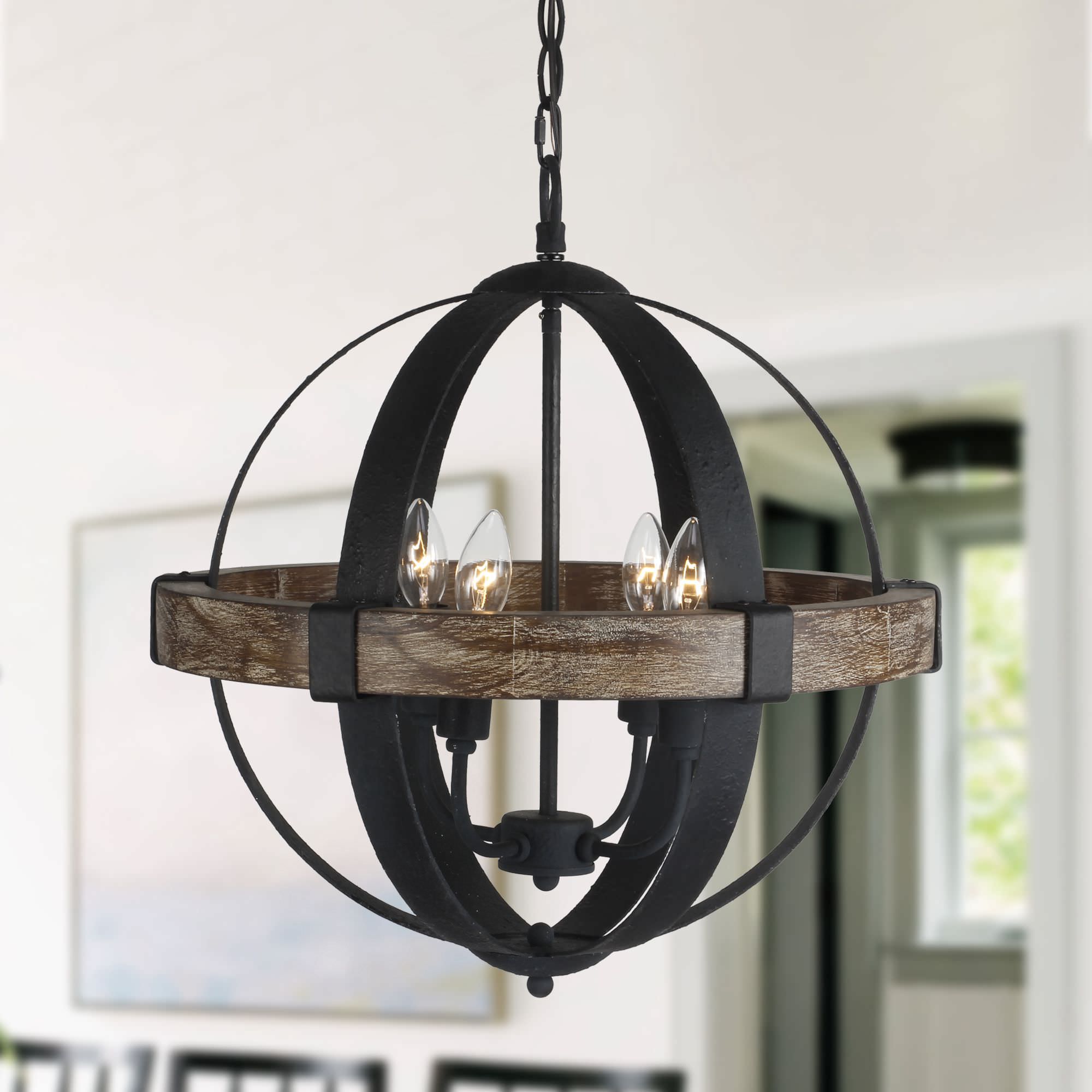 Luxe Vintage Industrial Wooden Metal Pendant Lamp - Lamp Copper