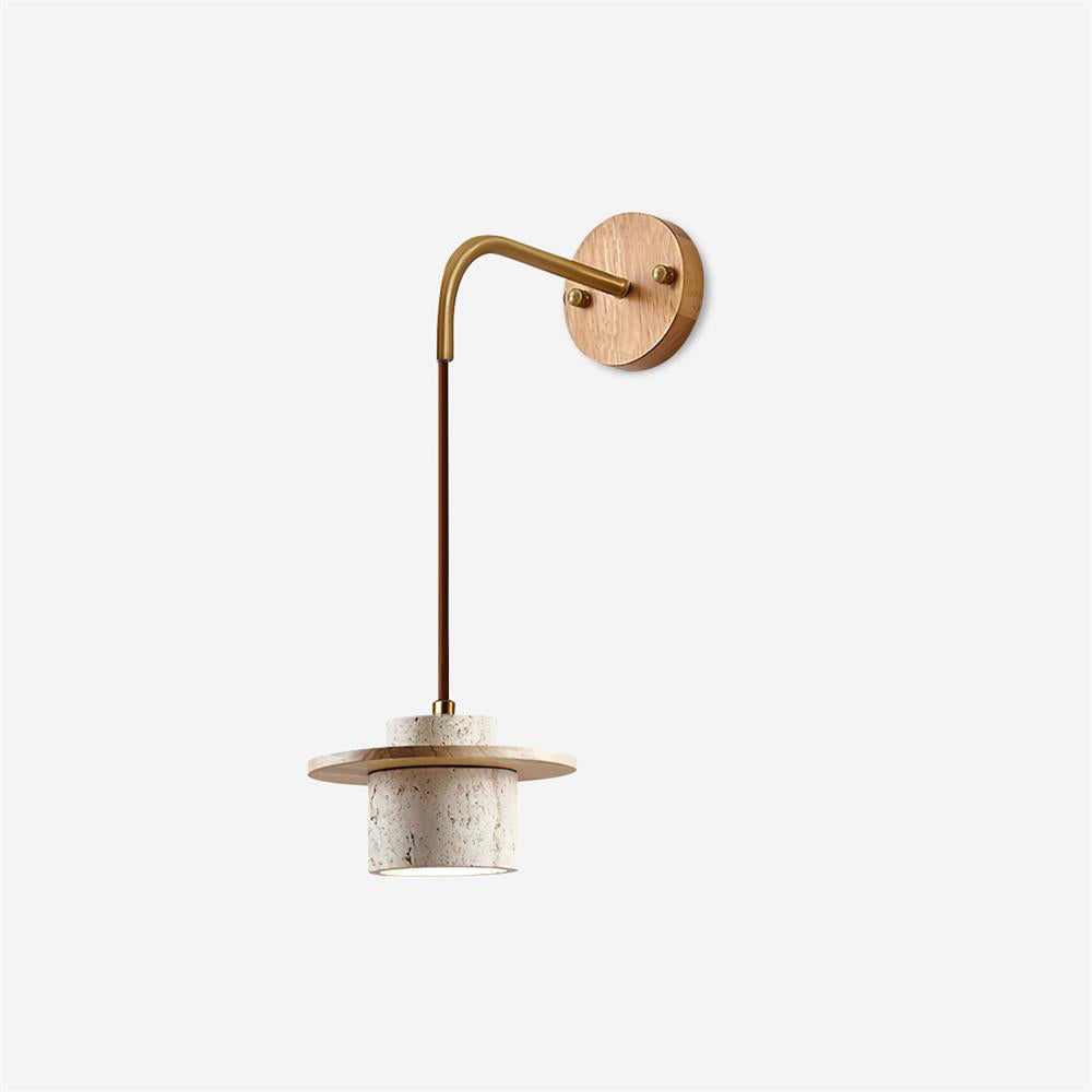 Ritta Wall Lamp Travertine Cylinder Walnut Wood - Letslighting
