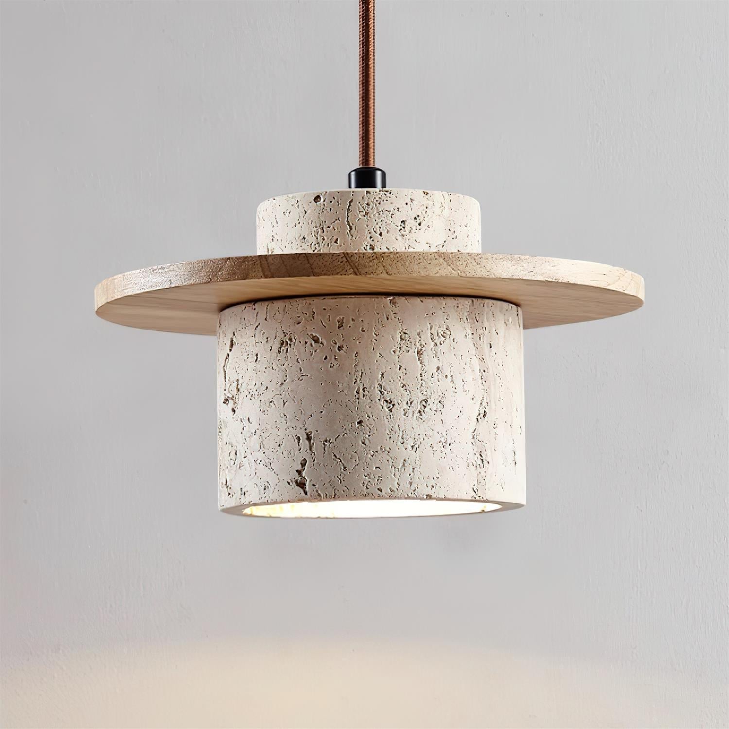 Ritta Wall Lamp Travertine Cylinder Walnut Wood - Letslighting