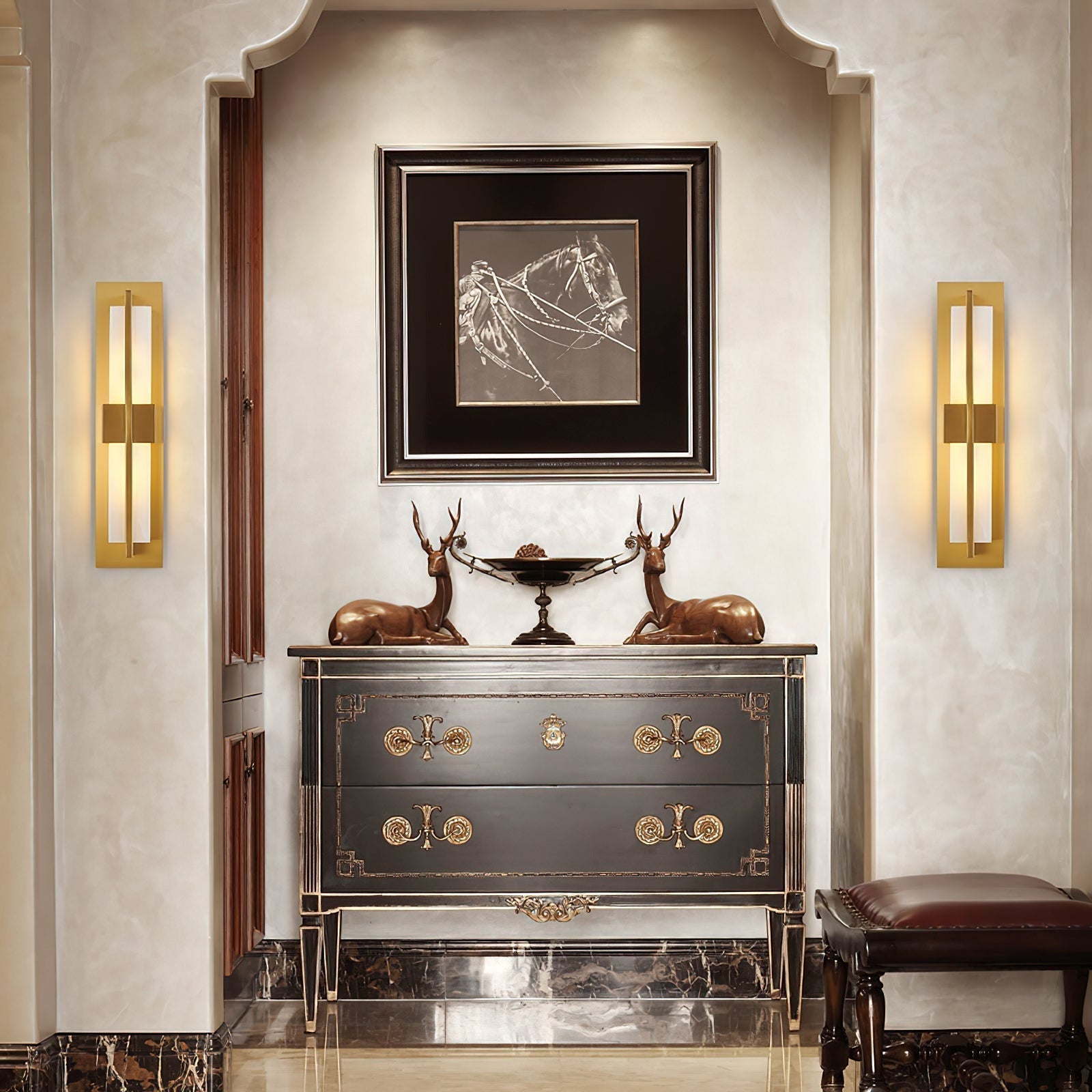 Yale LED Modern Minimalist Brass Alabaster Sconce Wall Lamp - Lamp Copper