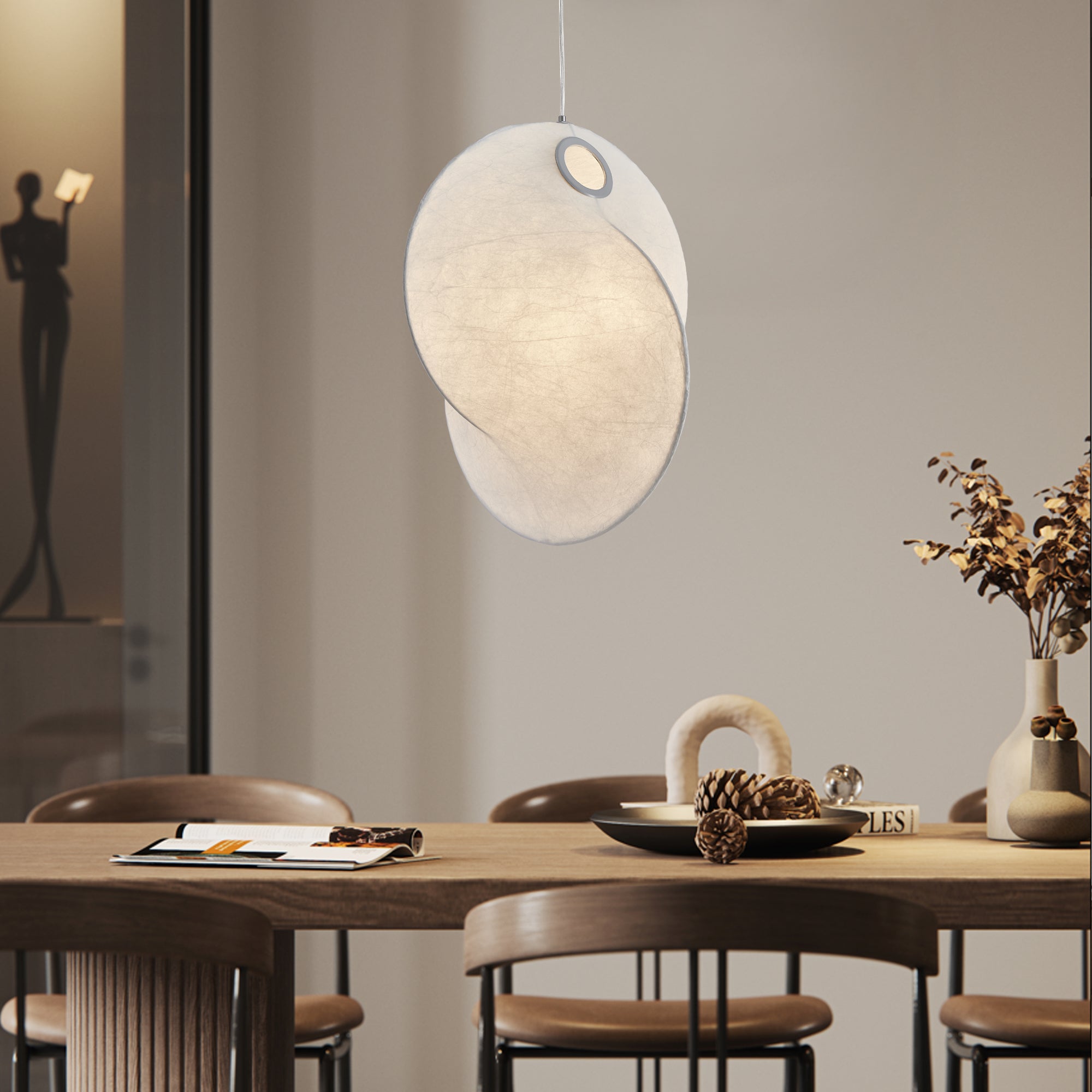 Verine Sculptural Mulberry Silk Pendant Light - Blowlighting