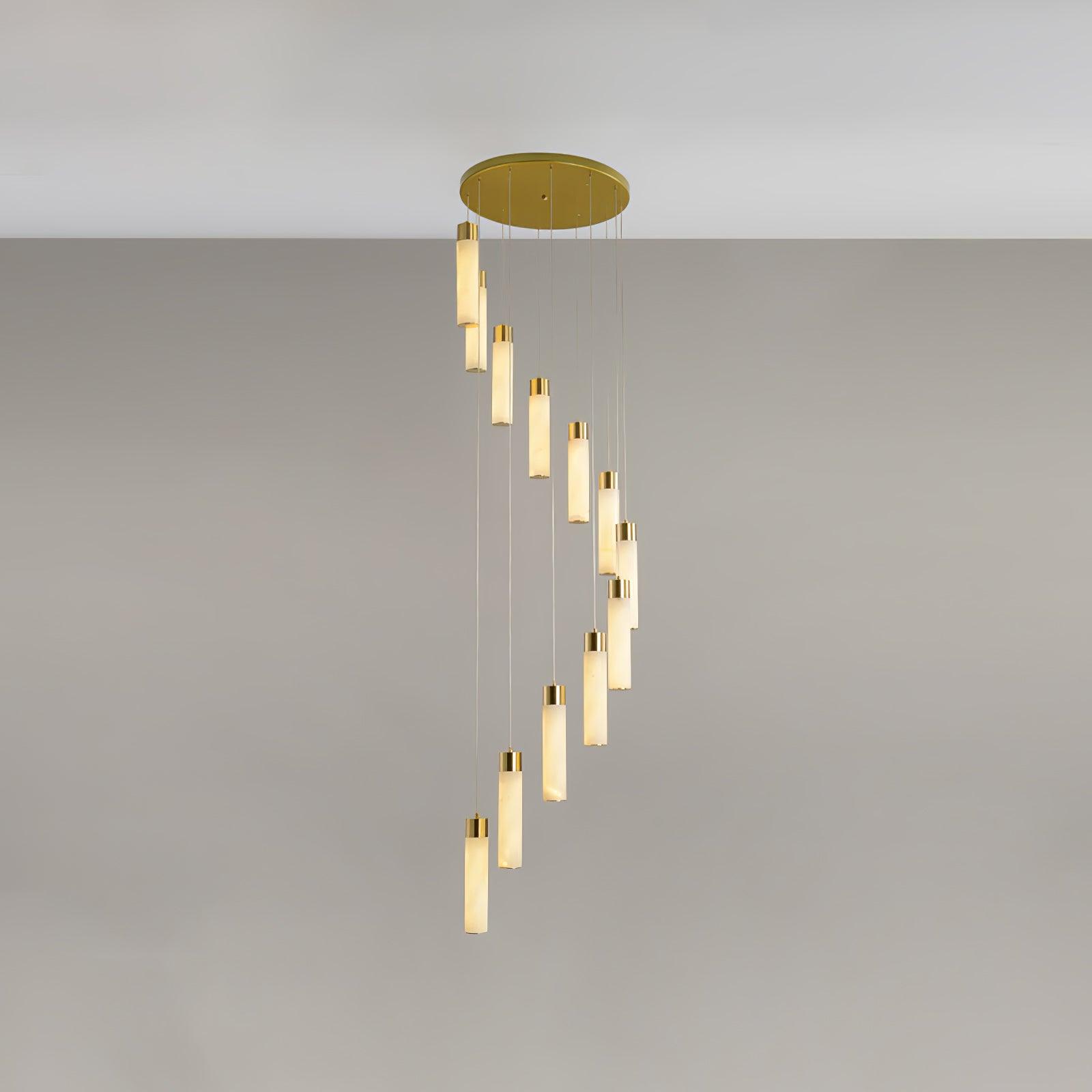 Zeal Modern Minimalist Cascade Alabaster Chandelier - Lamp Copper