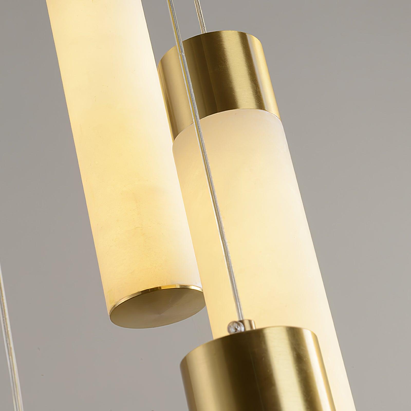 Zeal Modern Minimalist Cascade Alabaster Chandelier - Lamp Copper