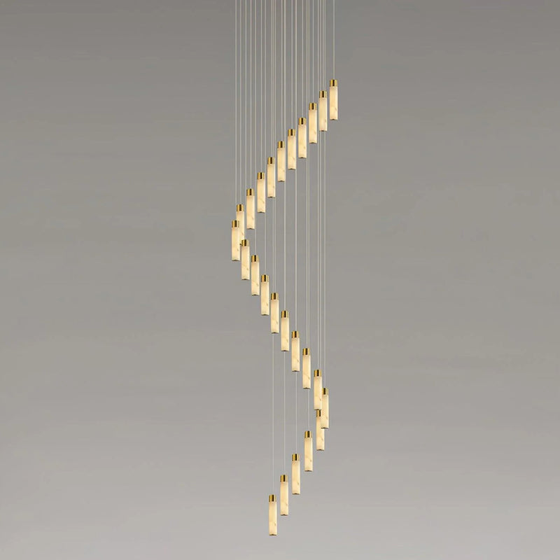 Zeal Modern Minimalist Cascade Alabaster Chandelier - Lamp Copper