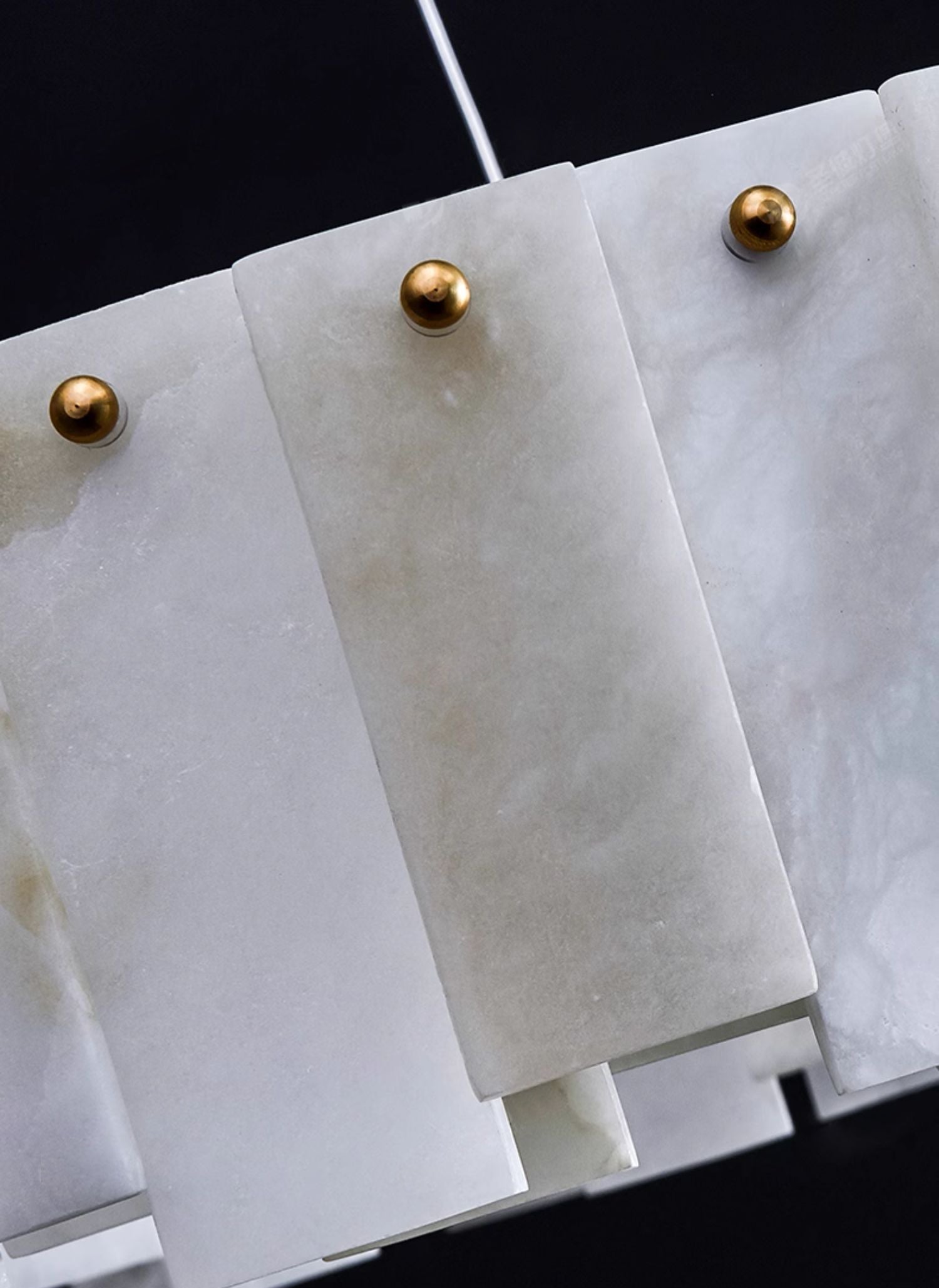 Aero Postmodern Luxury Round Brass Alabaster Chandelier - Lamp Copper