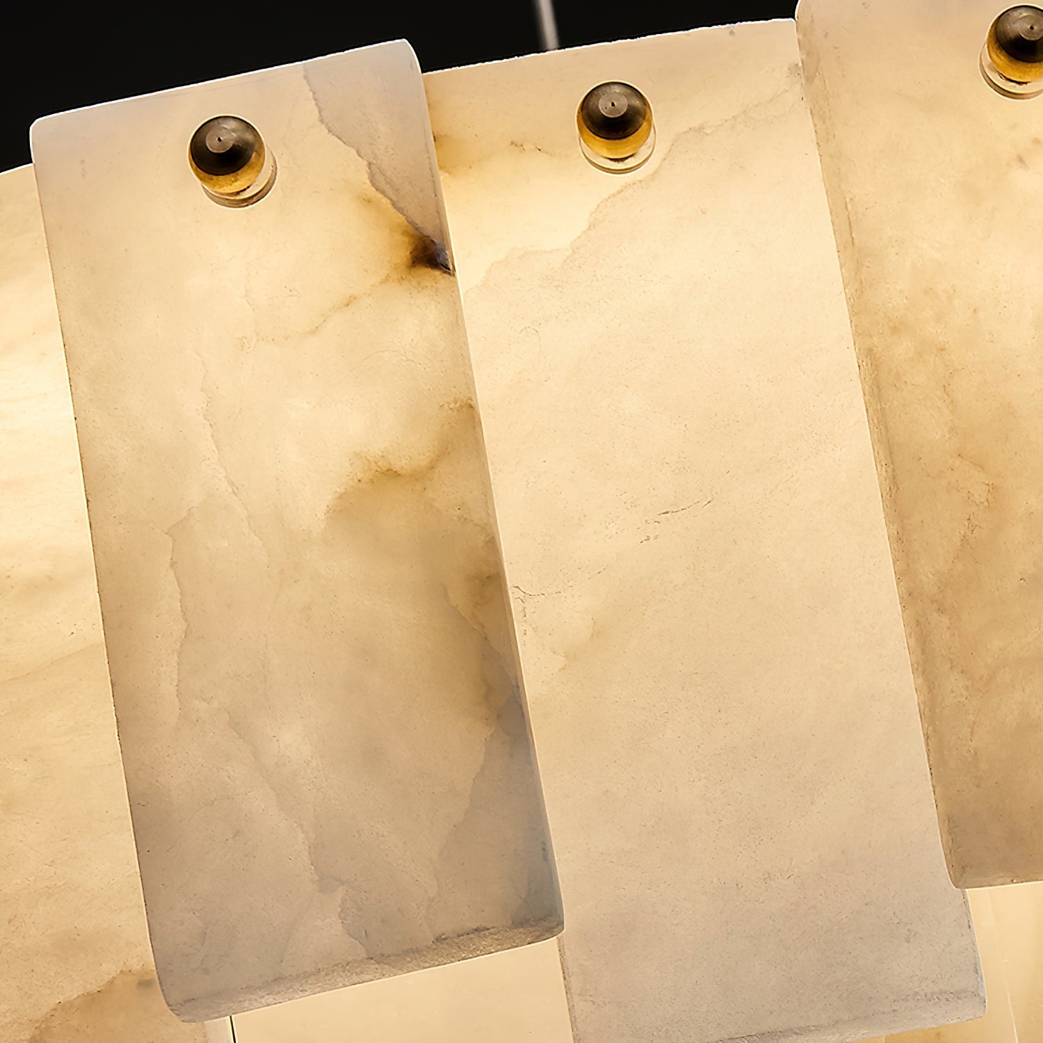 Aero Postmodern Luxury Round Brass Alabaster Chandelier - Lamp Copper