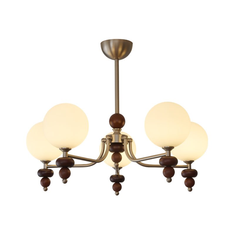 Celestial Sphere Walnut Chandelier - Blowlighting