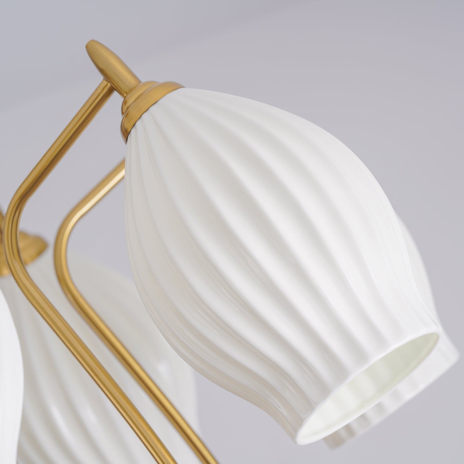 Lustra Chandelier Ceramic Ribbed Sculptural Glass Elegant - Letslighting
