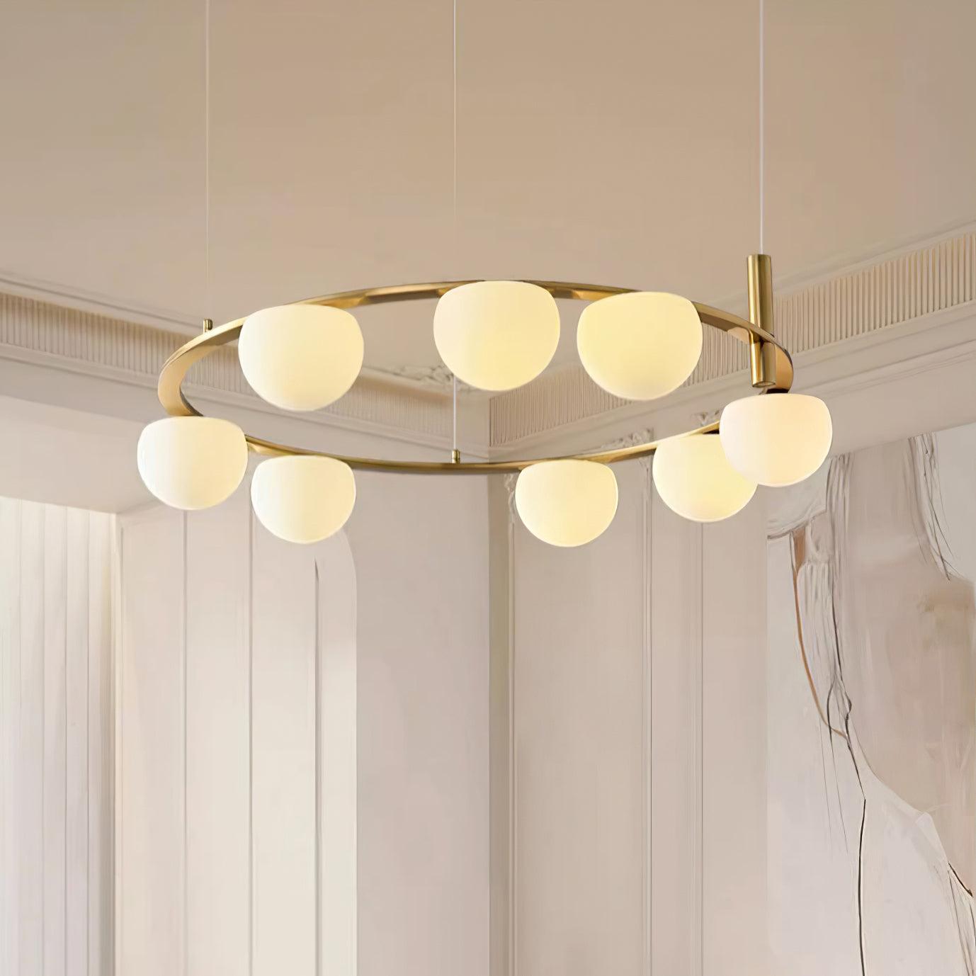 Chandelier Glass Globes Metal Ring Gold Finish Modern - Letslighting