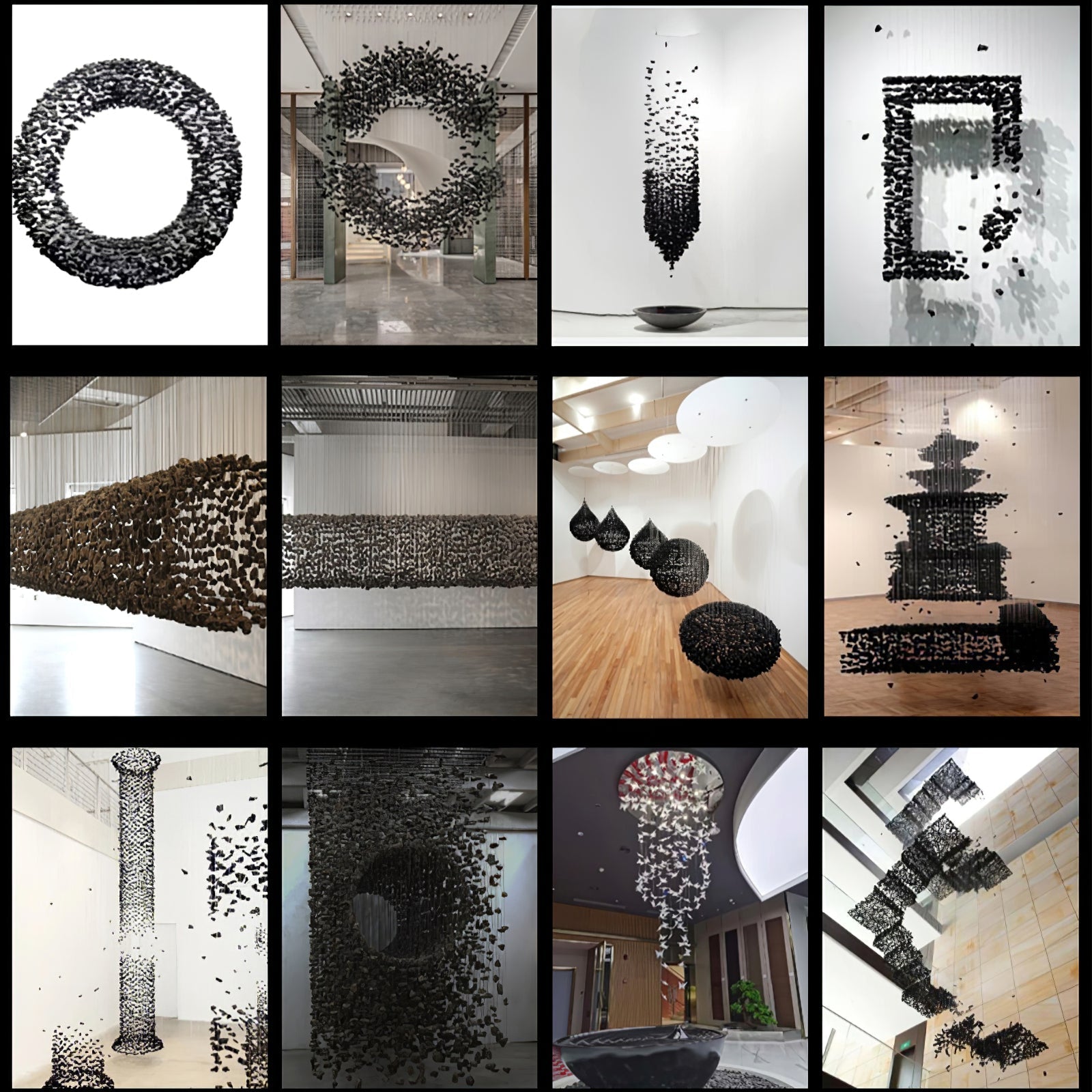 Arsilus Charcoal Stone Sculptural Chandelier Orbicular - Blowlighting