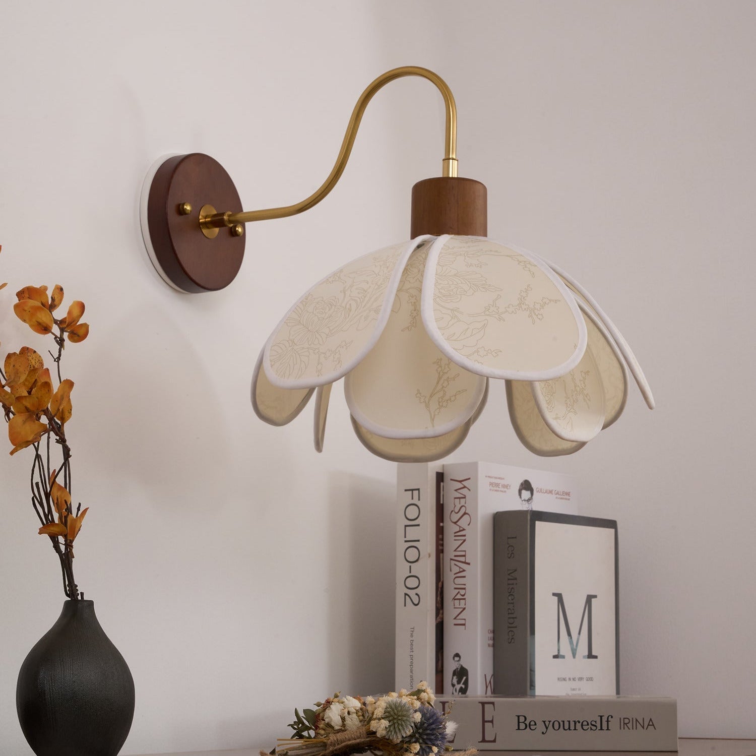 Ritta Lampada da Parete Vintage con Fiori