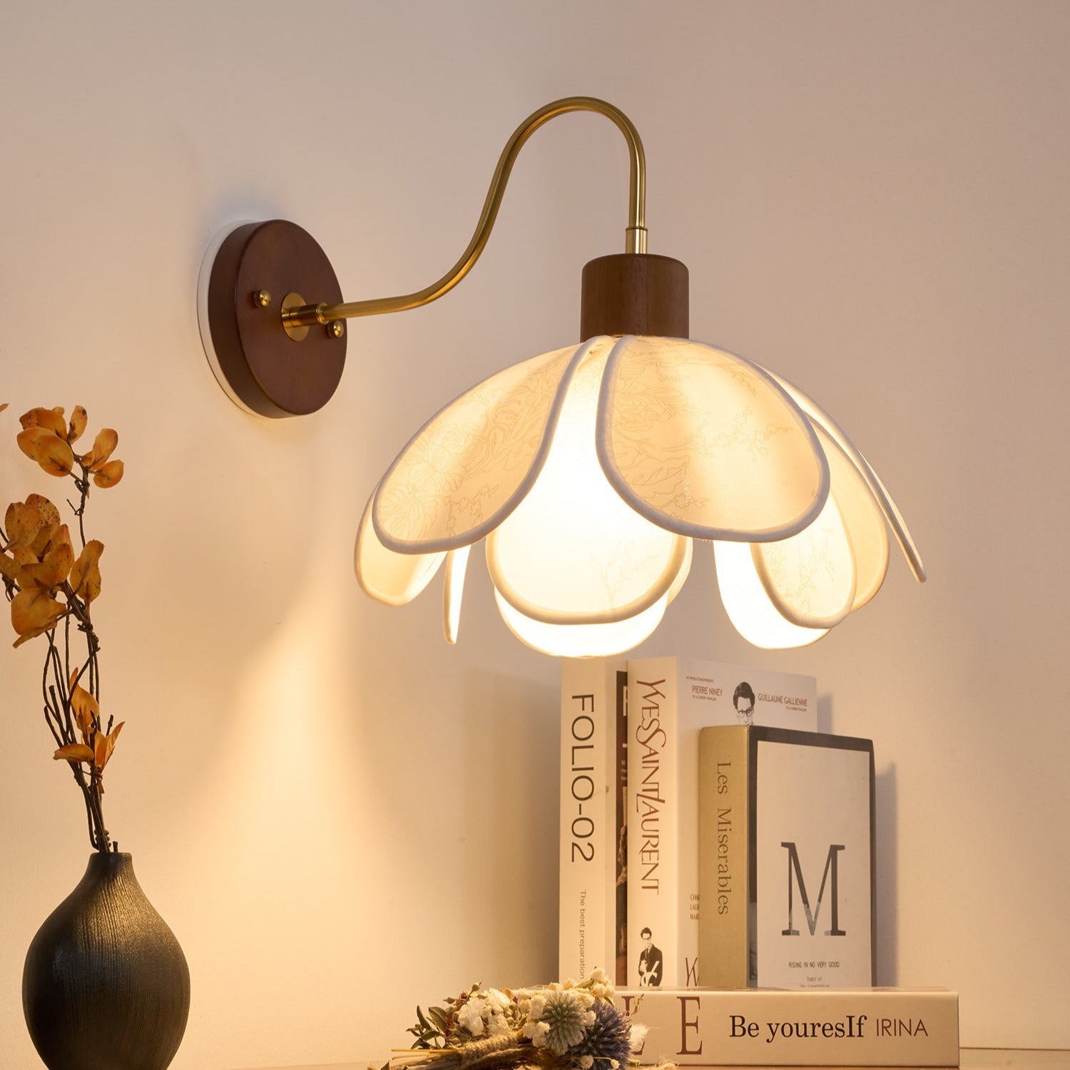 Ritta Lampada da Parete Vintage con Fiori