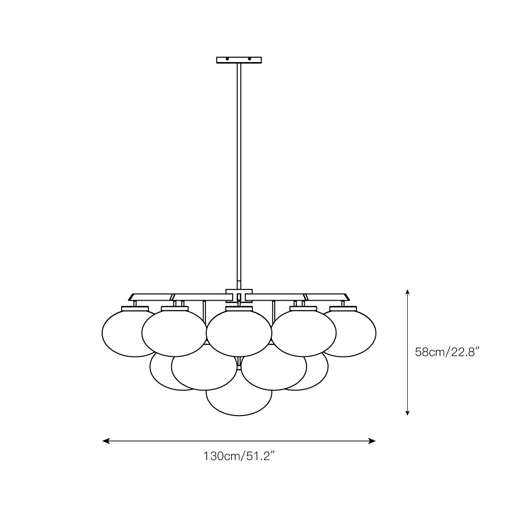 Edge Premium Elegance Brass Metal Glass Chandelier - Lamp Copper