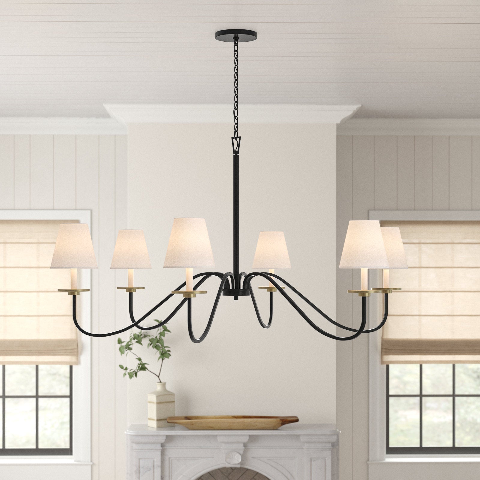 Flux Vintage Industrial Brass Metal Fabric Chandelier - Lamp Copper