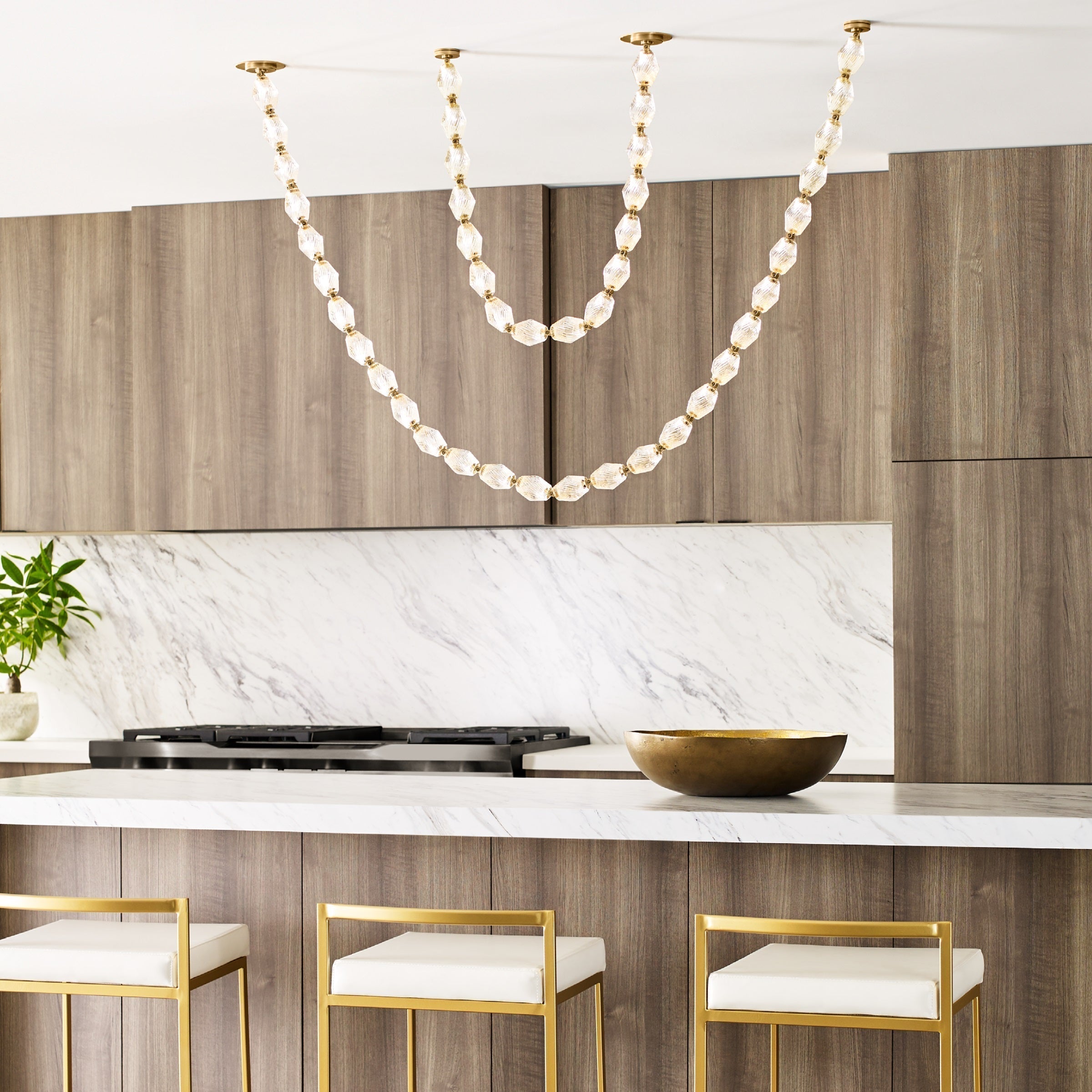 Karma Modern Minimalist Metal Glass Chandelier - Lamp Copper