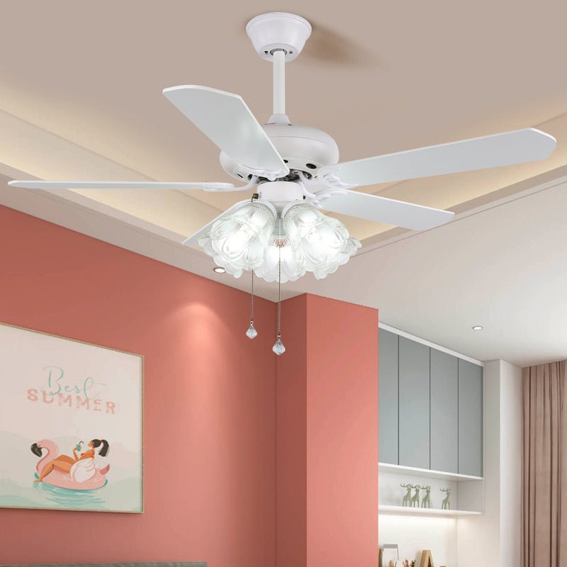 Ventilatore da Soffitto Giocoso Carlo con Luce in finitura bianca.