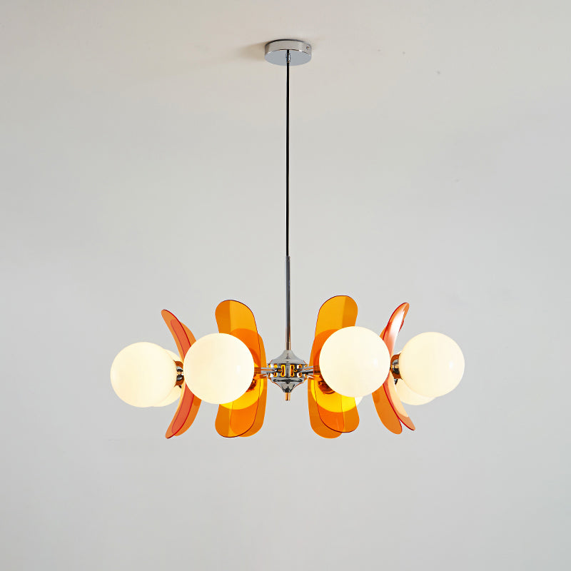 Prism Creativity Sputnik Orange Glass Acrylic Chandelier - Lamp Copper