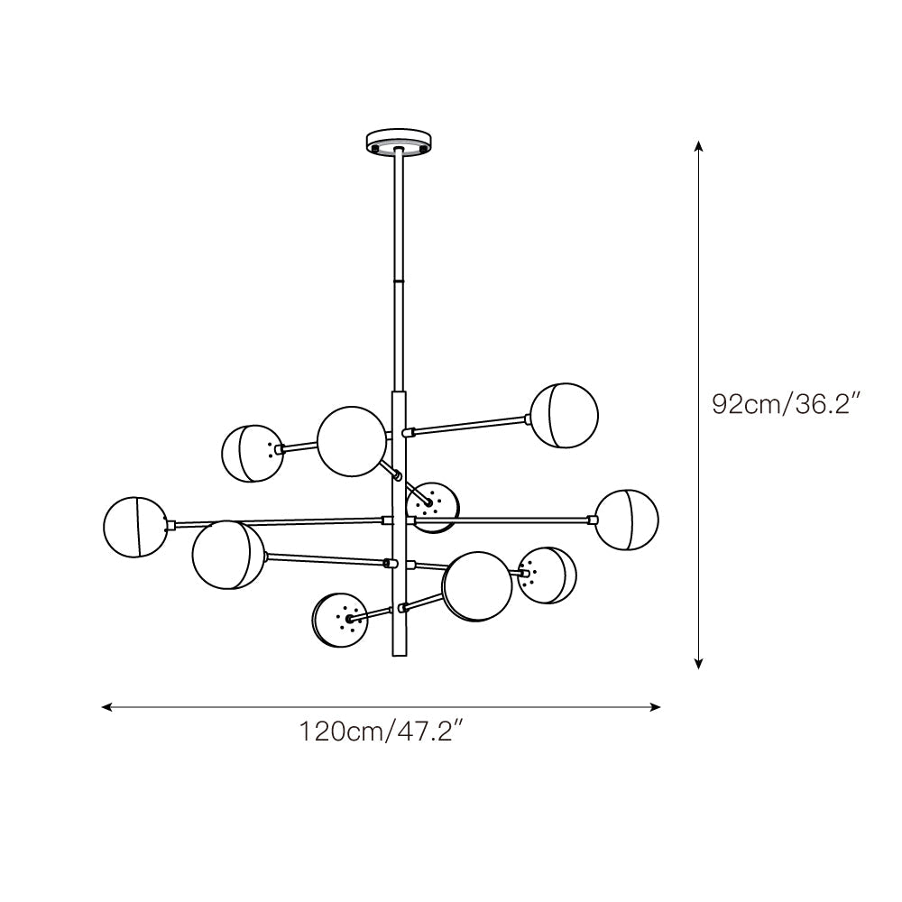 Ultra Modern Minimalist Brass Metal Glass Chandelier - Lamp Copper