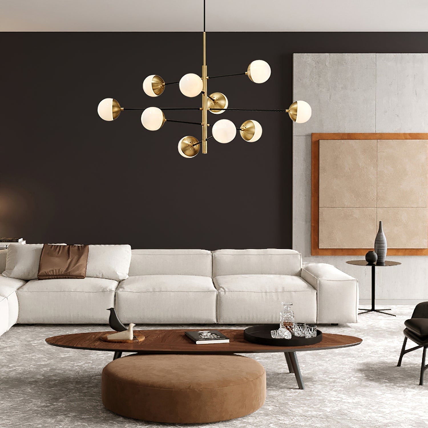 Ultra Modern Minimalist Brass Metal Glass Chandelier - Lamp Copper