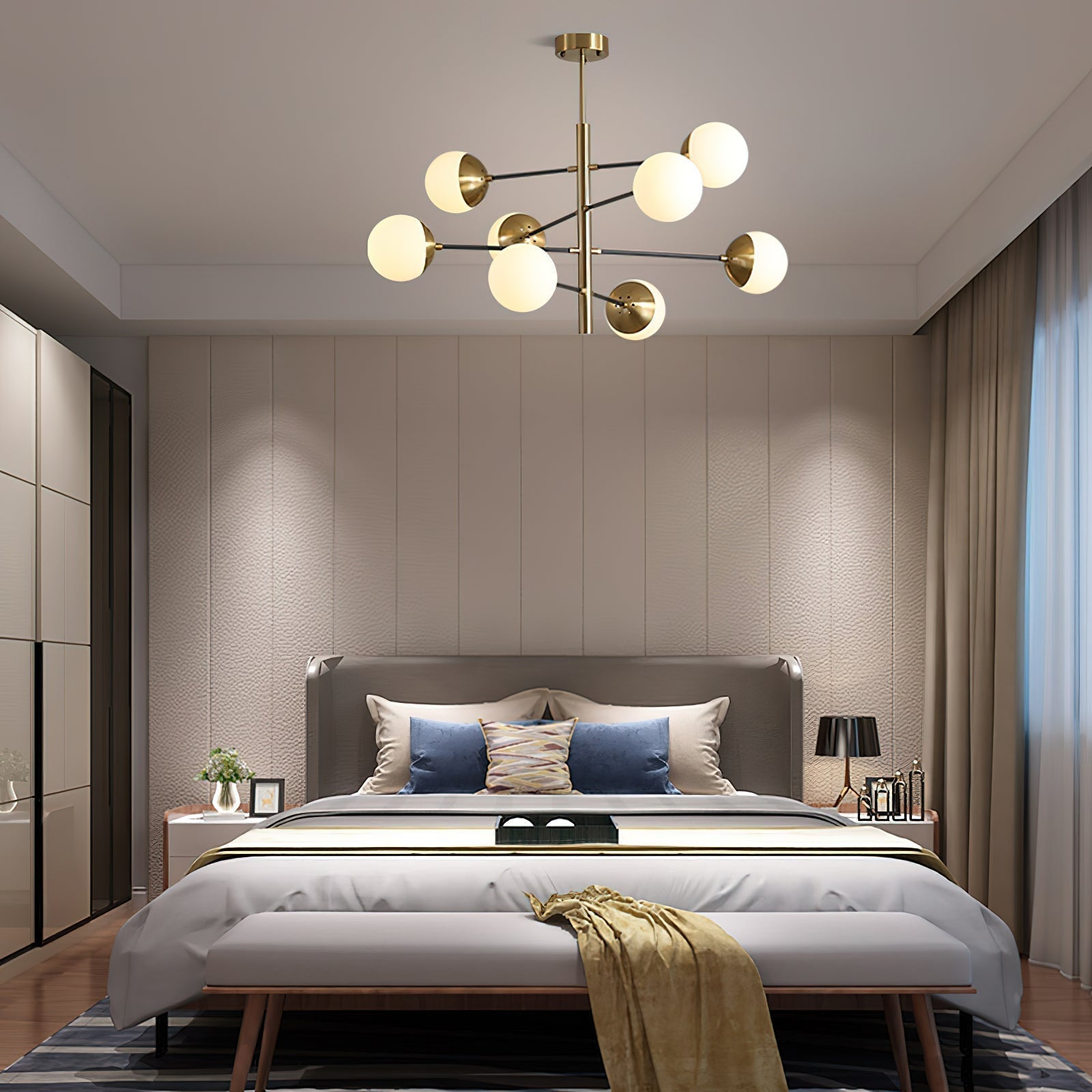 Ultra Modern Minimalist Brass Metal Glass Chandelier - Lamp Copper