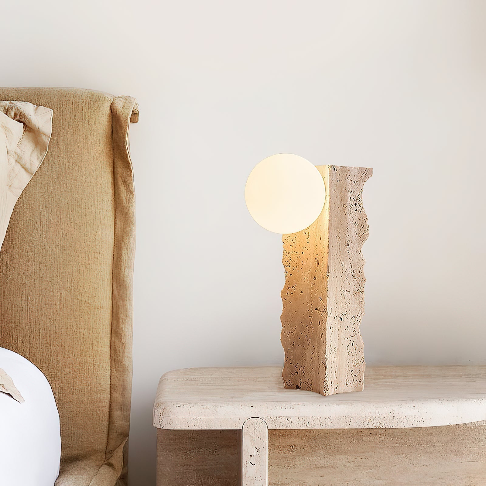 Conduit Travertine Table Lamp - Lamp Copper