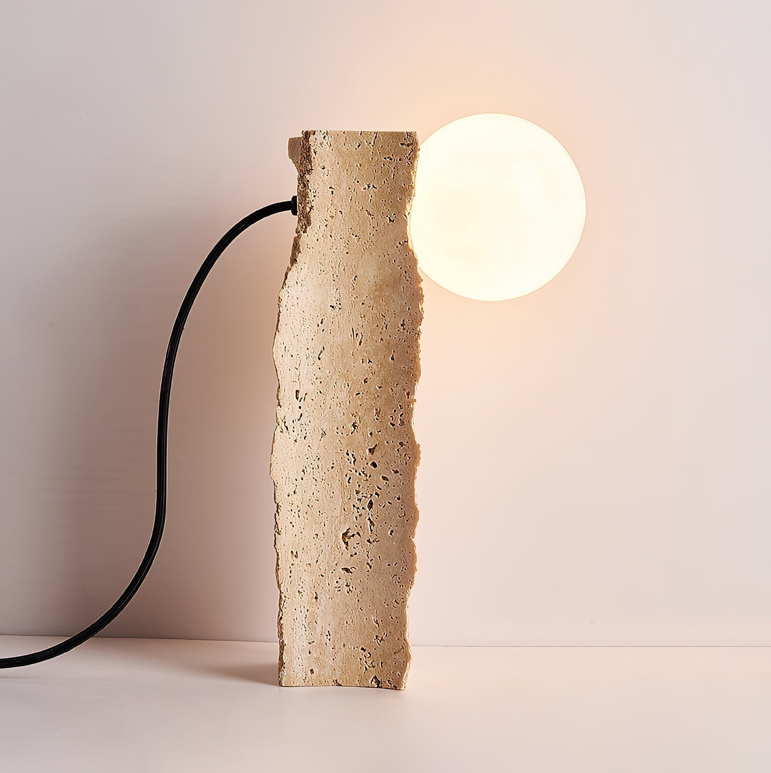Conduit Travertine Table Lamp - Lamp Copper