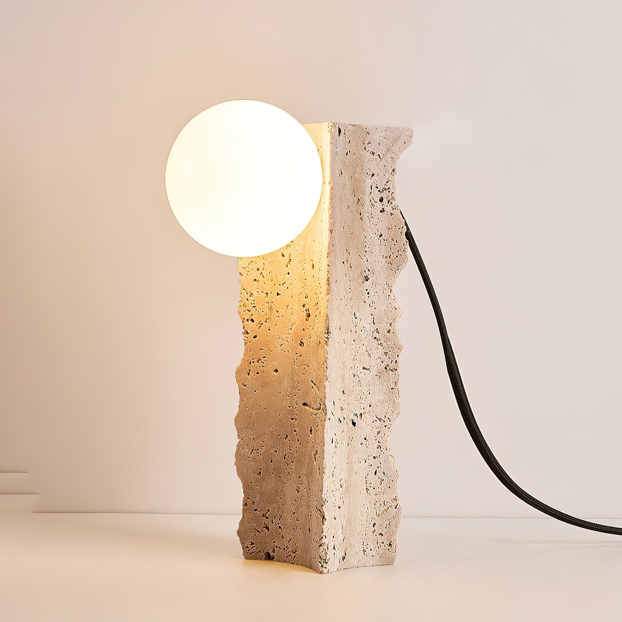 Conduit Travertine Table Lamp - Lamp Copper