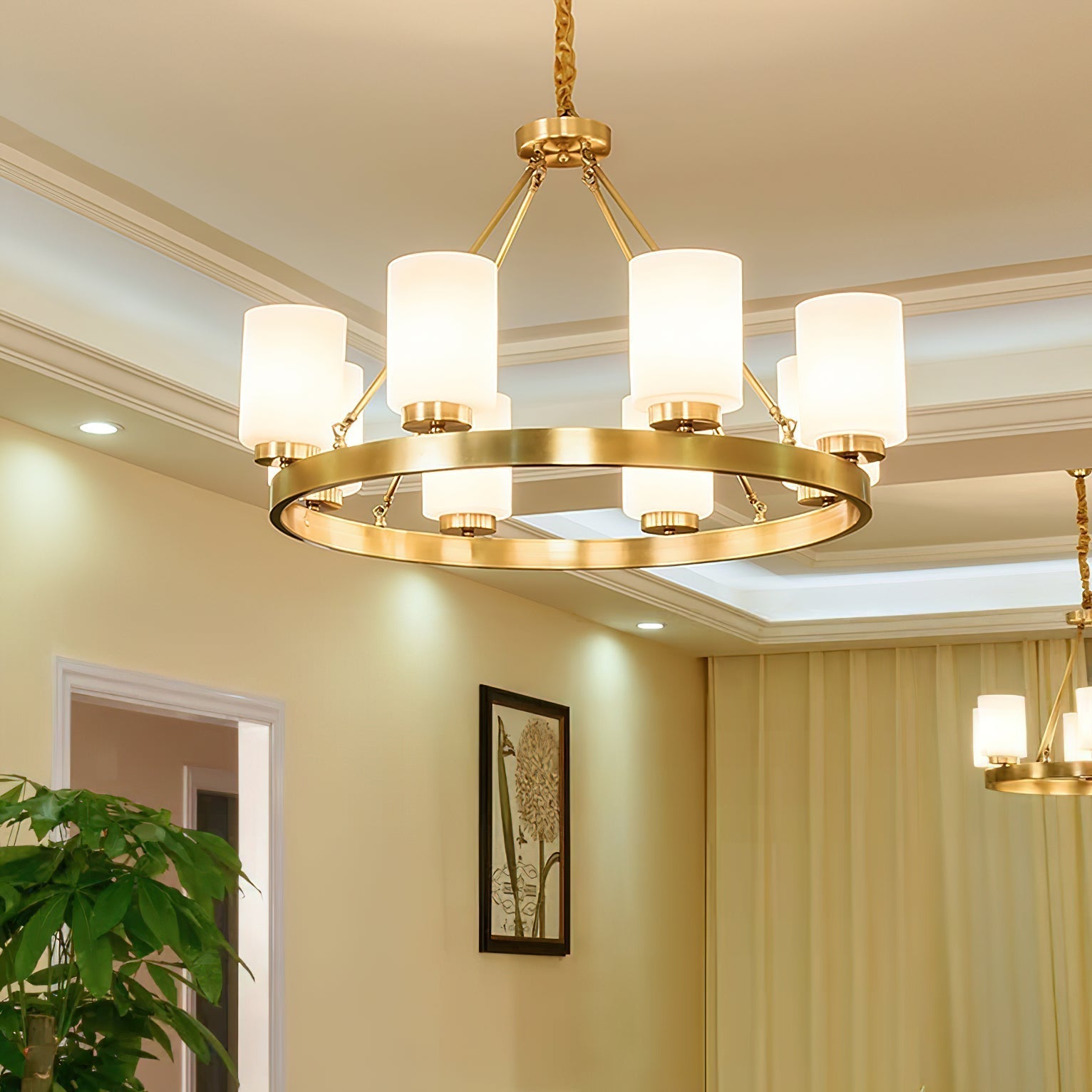 Illume Postmodern Luxury Brass Metal Glass Chandelier - Lamp Copper