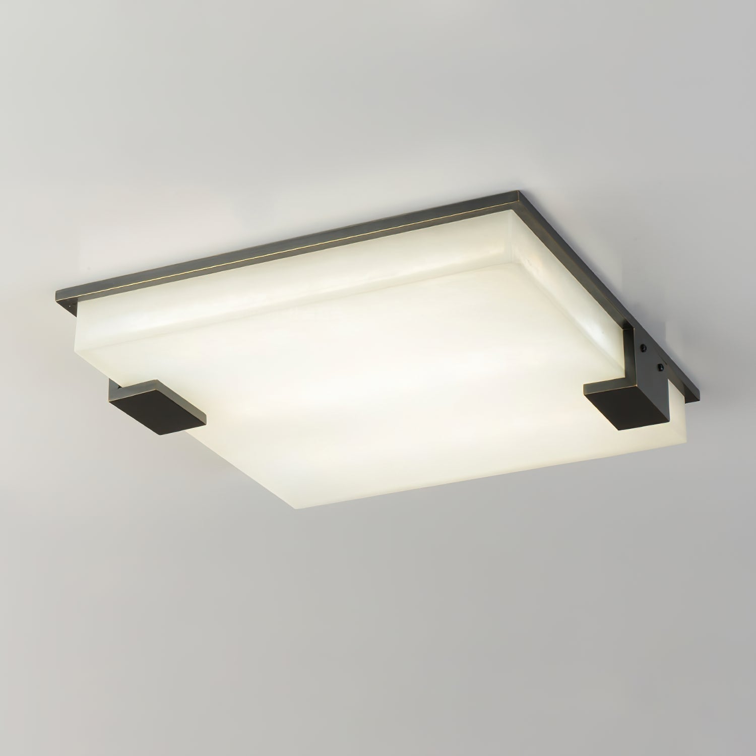 Muse Modern Minimalist Alabaster Flush Mount Ceiling Light - Lamp Copper